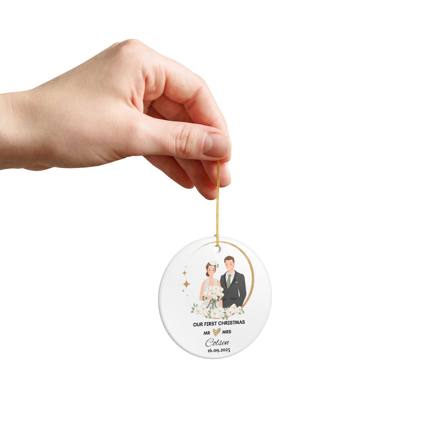 Personalized Wedding Christmas Ornament, Our First Christmas Married, Newlywed Gift,Couples Keepsake, Holiday Decoration