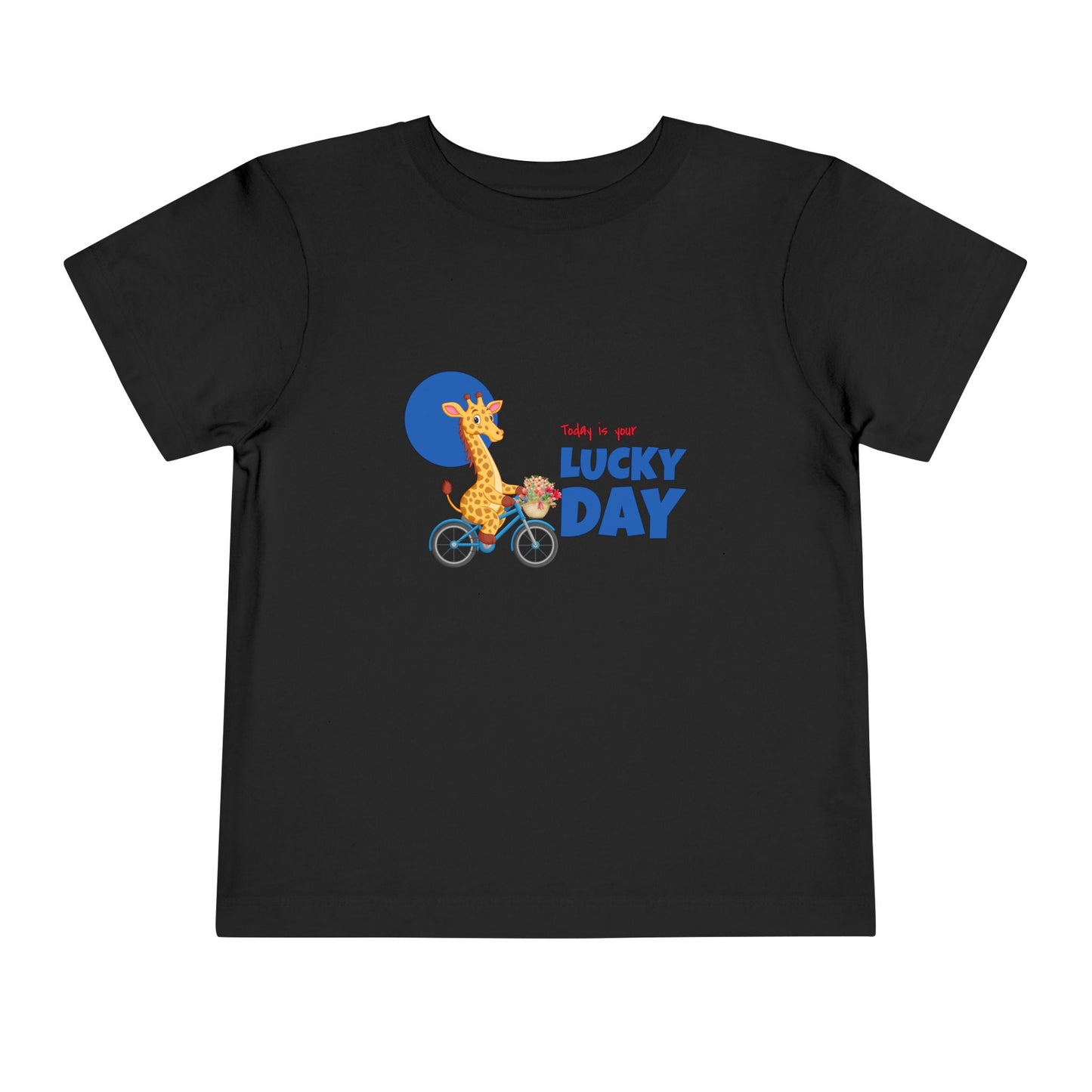 Toddler Short Sleeve Tee - 'Lucky Day' Giraffe Design, Kids Summer Shirt, Playtime Tee, Gift for Toddlers, Cute Animal Top