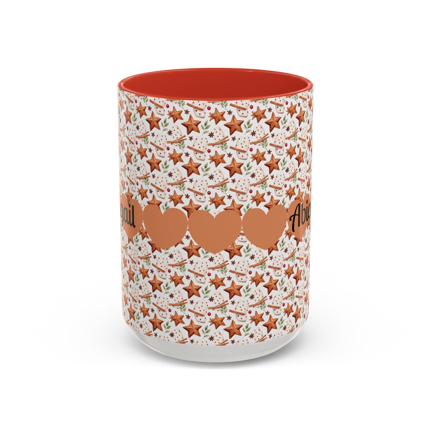 Personalized Accent Coffee Mug - Custom Gift, Floral Design, Heart Motif, Perfect for Birthdays, Anniversaries, Holidays