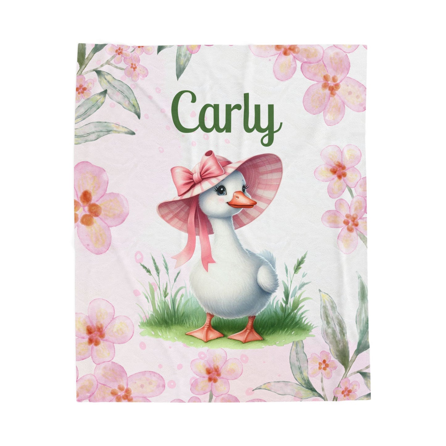 Personalized Velveteen Plush Blanket with Floral Design, Cozy Home Decor, Baby Shower Gift, Unique Gift for Kids