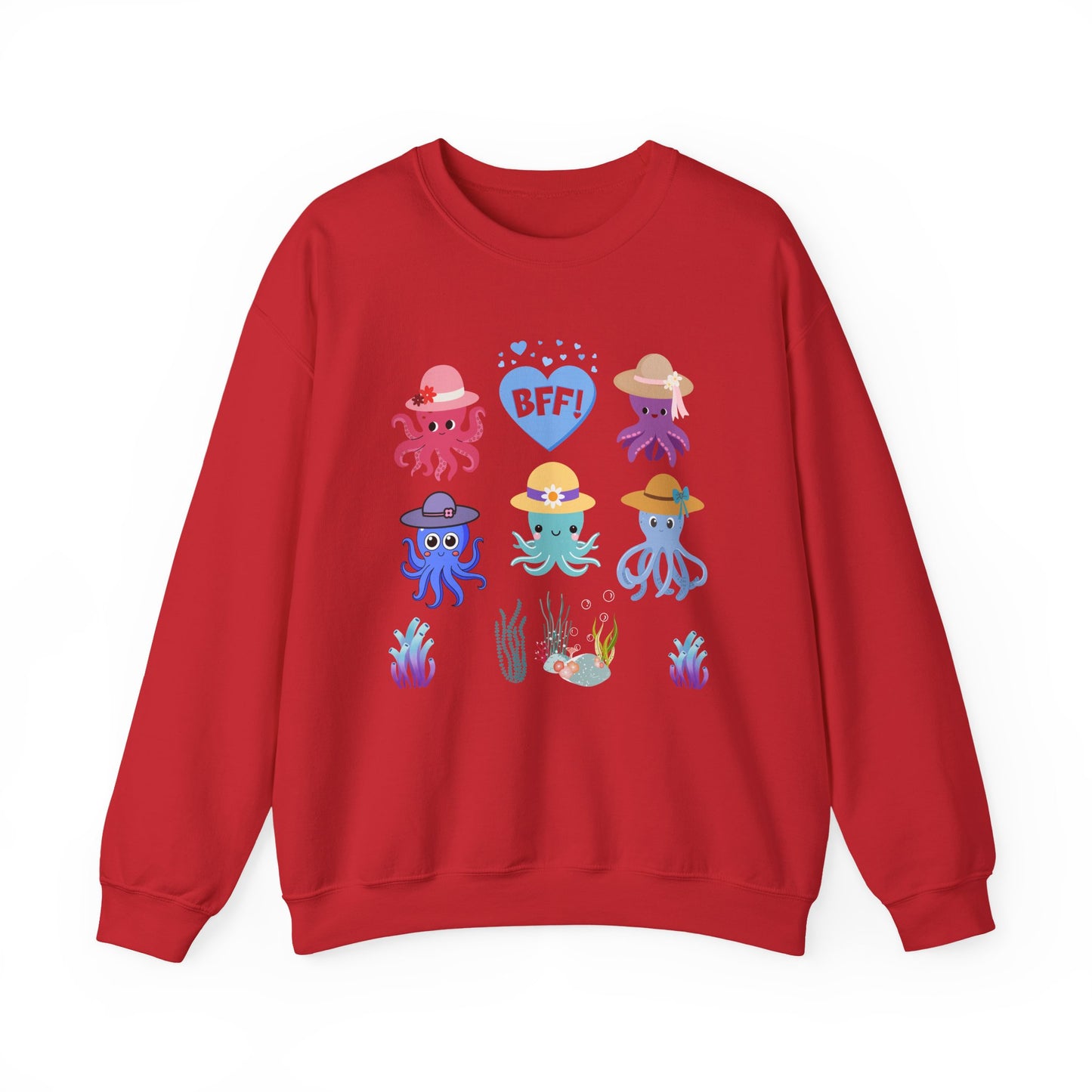 Cute Octopus BFF Sweatshirt, Gift for Friends, Ocean Lover Apparel, Matching Outfits, Cozy Crewneck for Celebrations