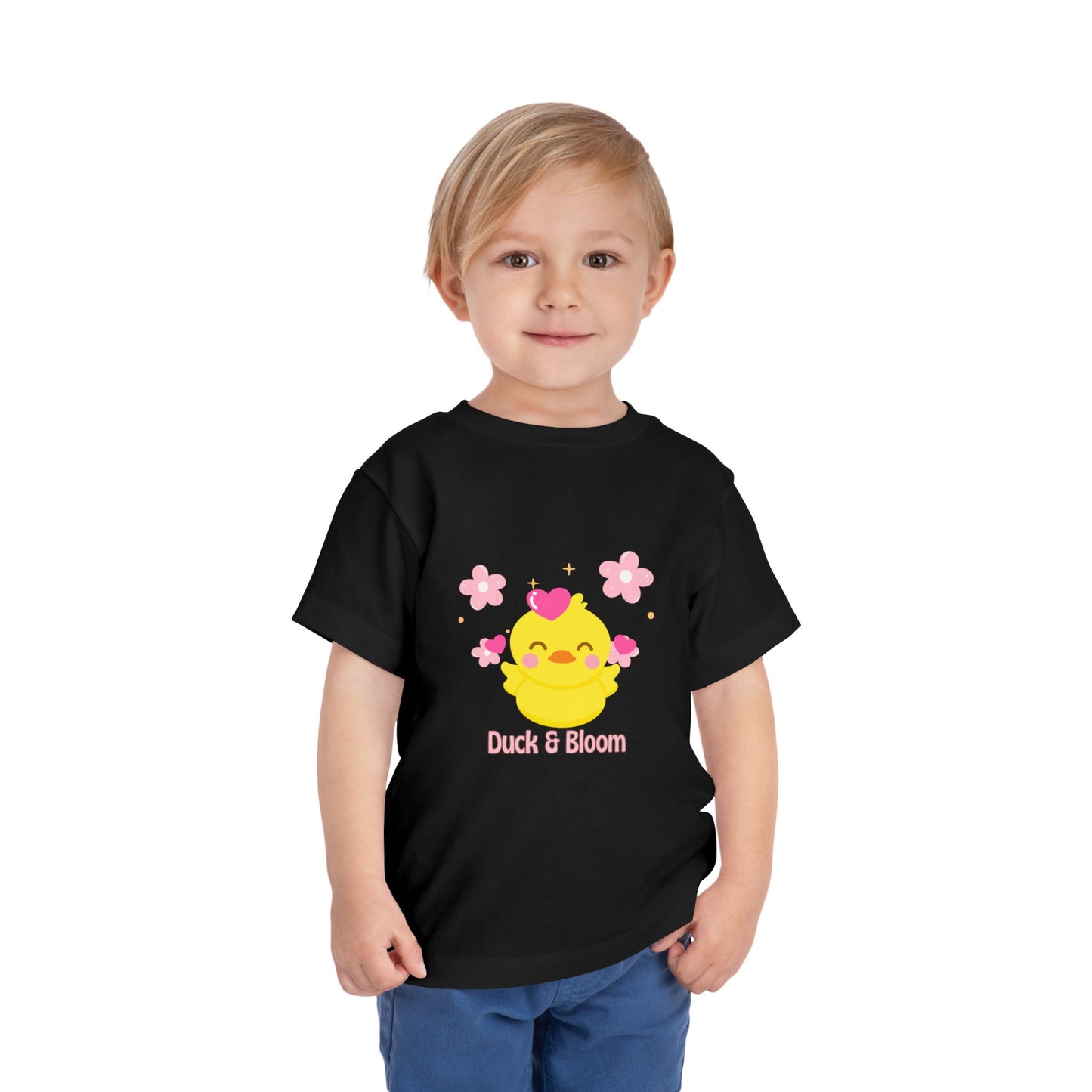 Cute Duck & Bloom Toddler Tee, Kid's Play Shirt, Toddler Summer Tee, Baby Shower Gift, Fun Spring Outfit