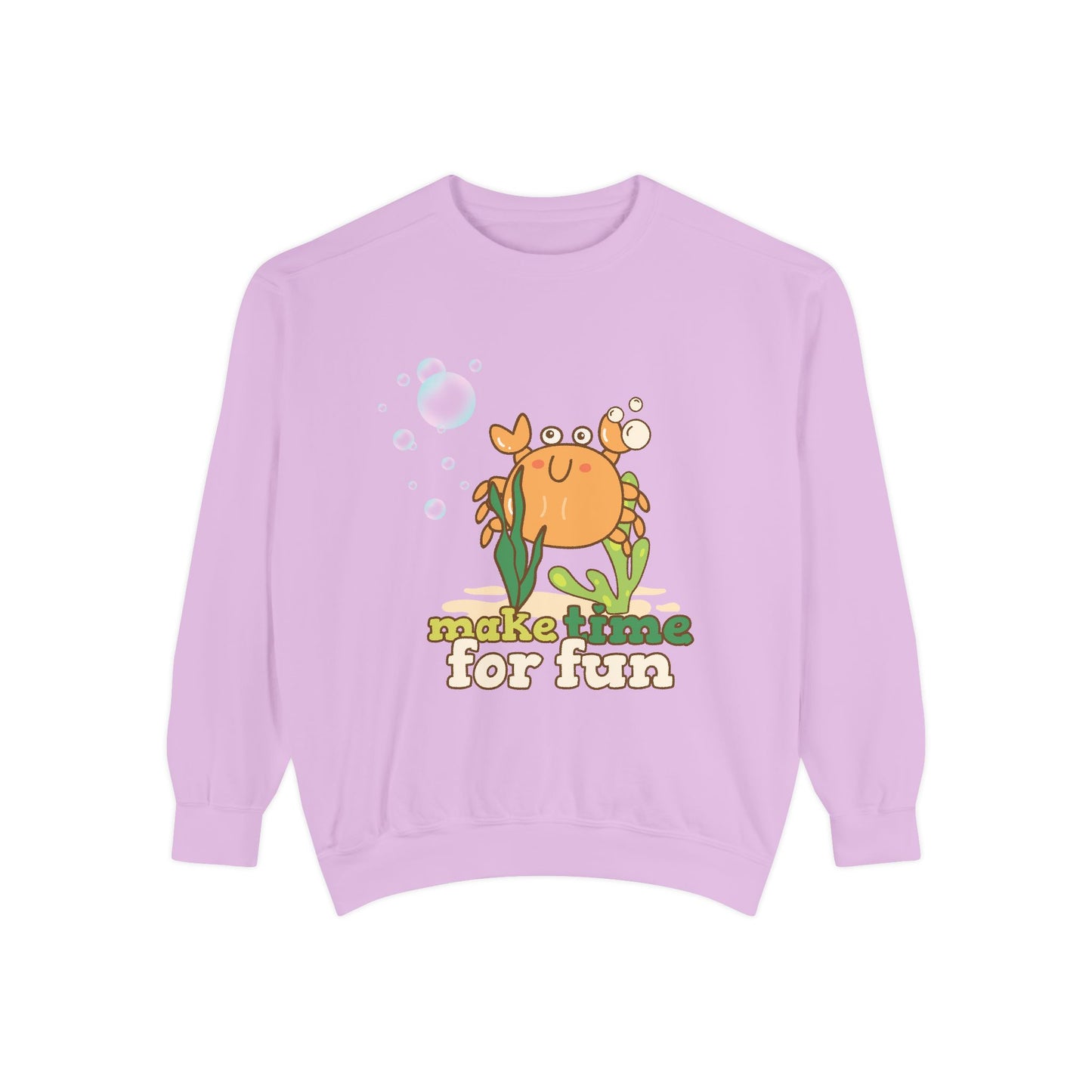 Cartoon crab lllusstration promoting joy and playfulness Unisex Garment-Dyed Sweatshirt