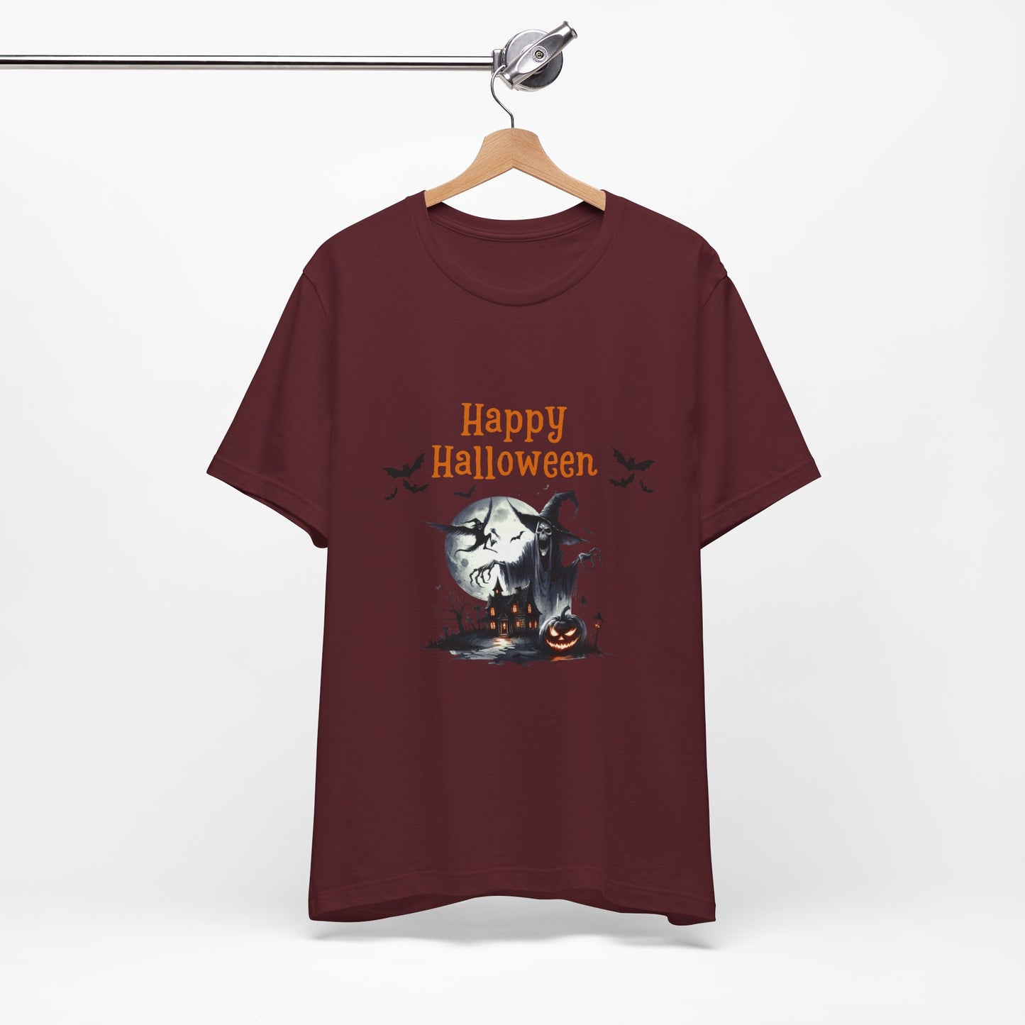 Happy Halloween Unisex Tee, Spooky T-Shirt, Halloween Gift, Fall Wardrobe Essential, Ghosts and Ghouls Vibe