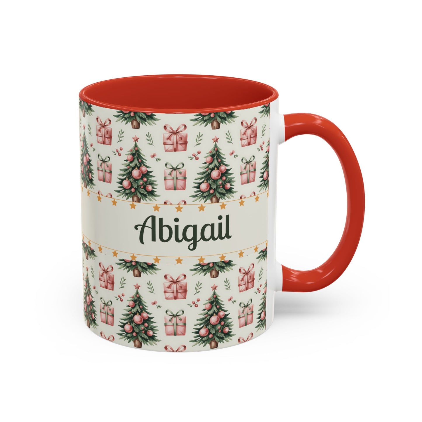 Personalized Christmas Accent Coffee Mug - Holiday Gift, Custom Name Mug, Festive Drinkware, Winter Celebrations, Home Decor