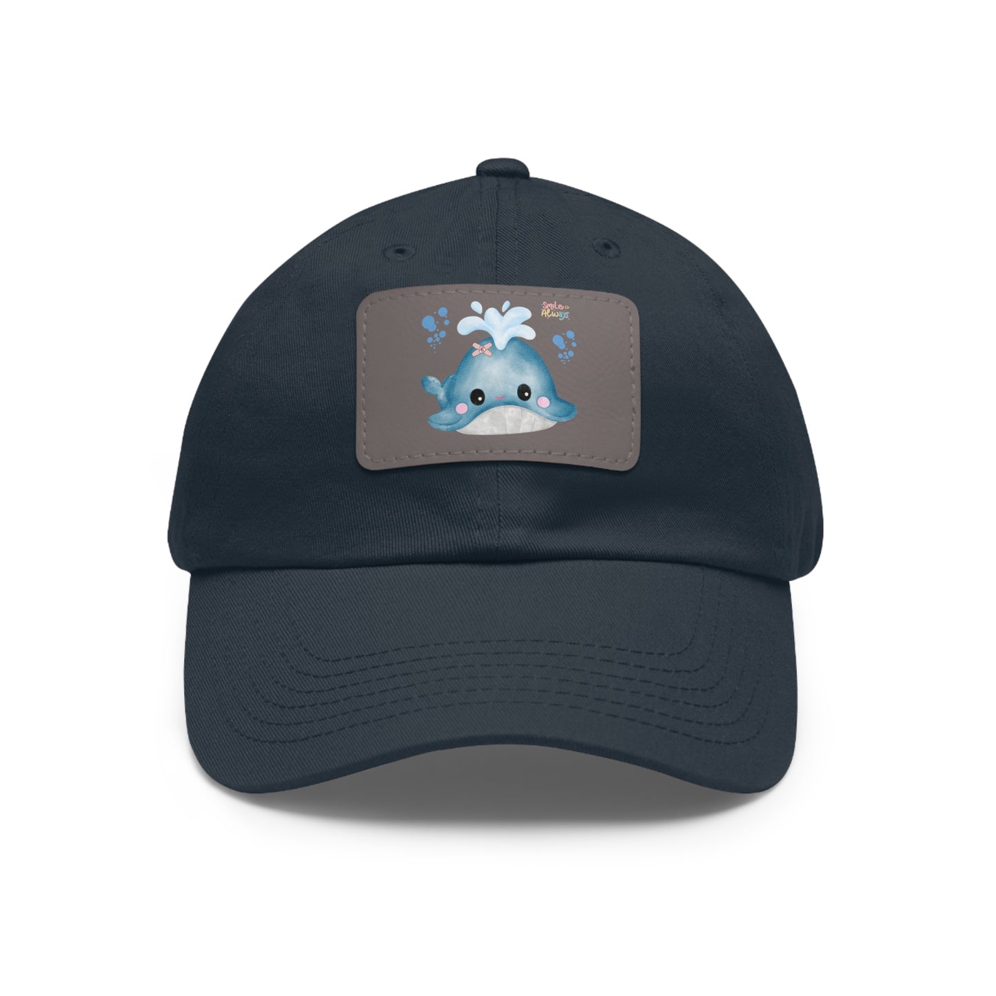 Whale with a bandage and bubble Dad Hat with Leather Patch (Rectangle)