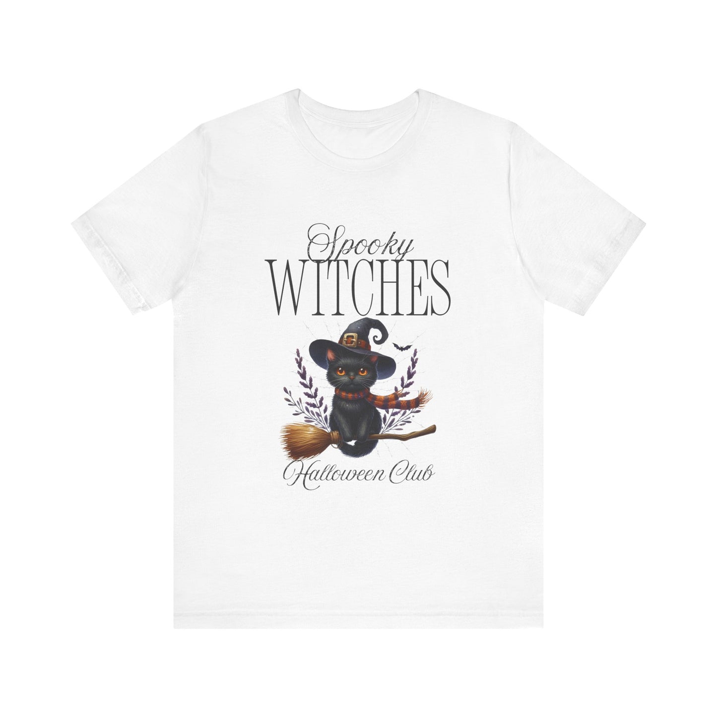 Spooky Witches Halloween Tee, Unisex Short Sleeve Shirt, Witch T-Shirt, Halloween Costume Top, Cat Lovers Gift, Fall Fashion