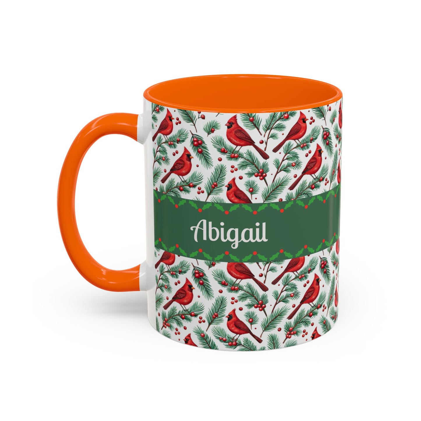 Personalized Holiday Coffee Mug, Festive Cardinal Mug, Custom Name Mug, Christmas Gift, Winter Decor, Drinkware