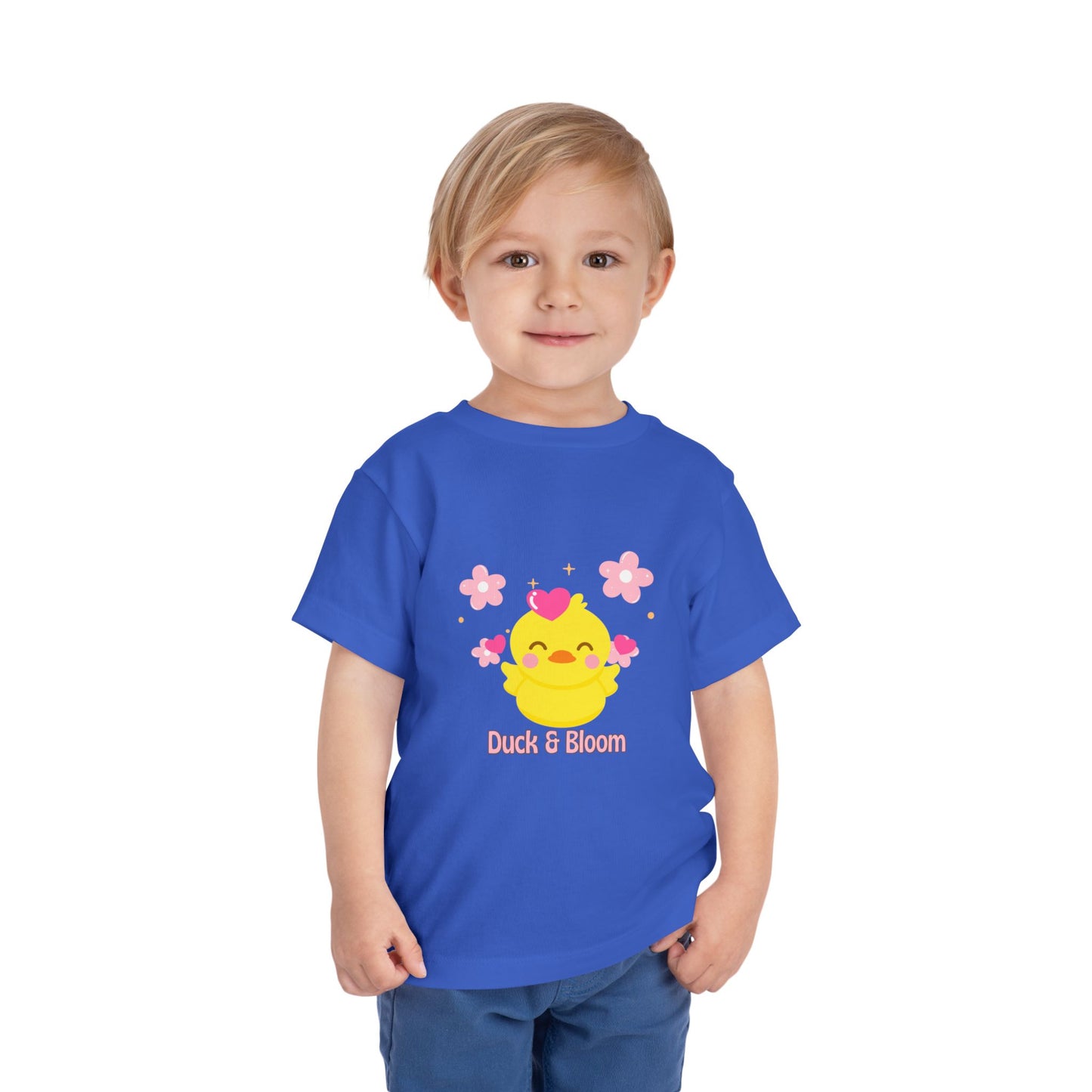 Cute Duck & Bloom Toddler Tee, Kid's Play Shirt, Toddler Summer Tee, Baby Shower Gift, Fun Spring Outfit