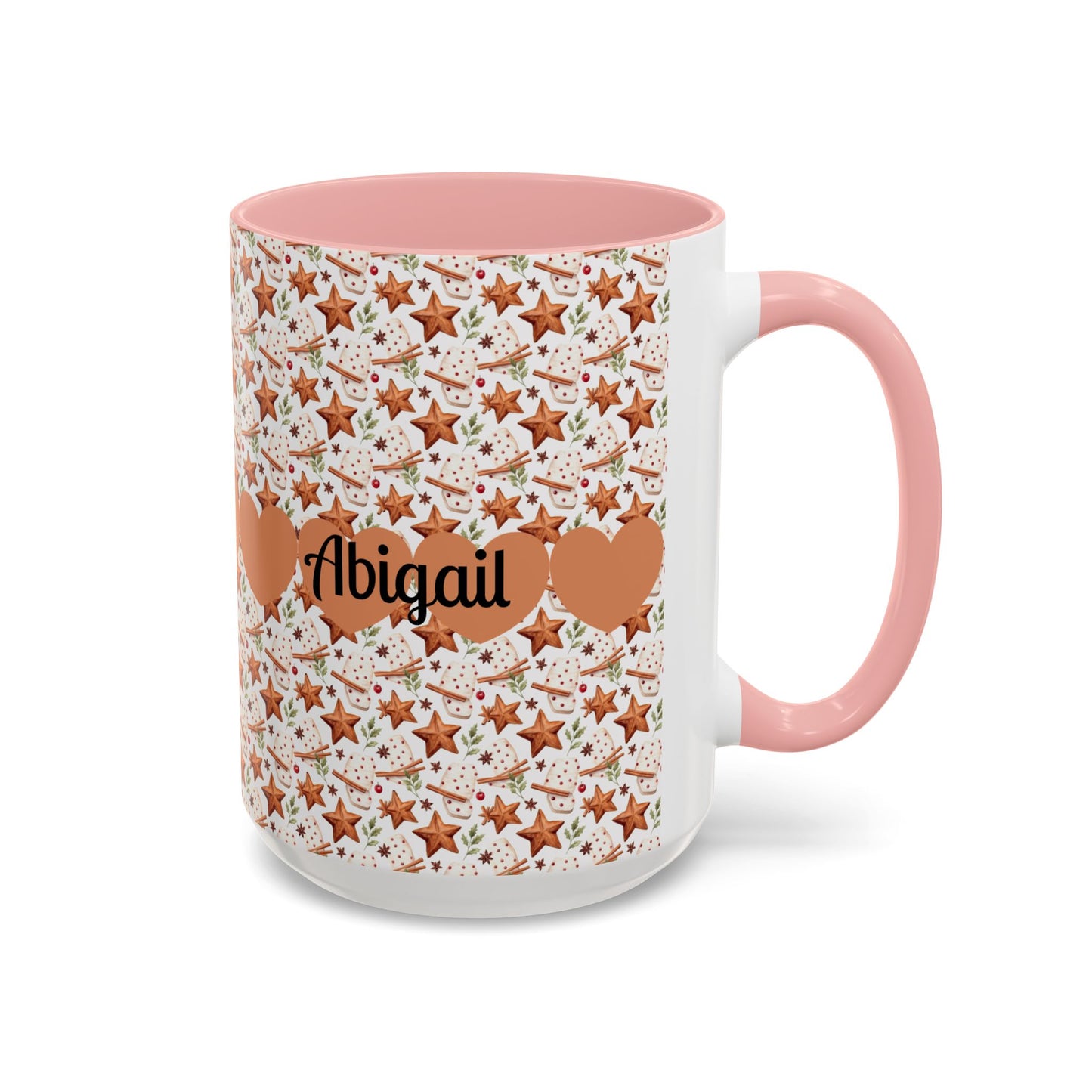 Personalized Accent Coffee Mug - Custom Gift, Floral Design, Heart Motif, Perfect for Birthdays, Anniversaries, Holidays