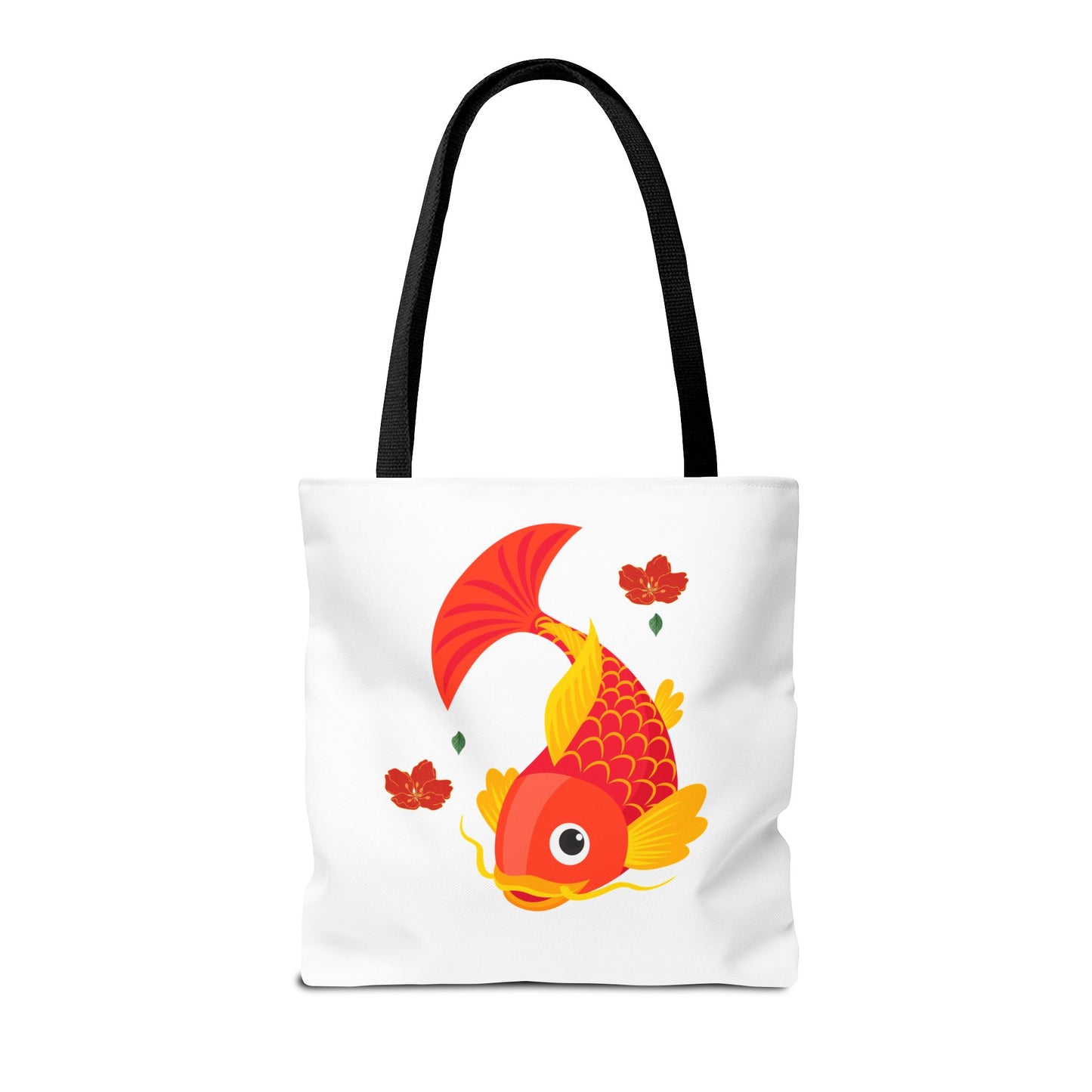 Goldfish with flowing fins and red blossoms Tote Bag