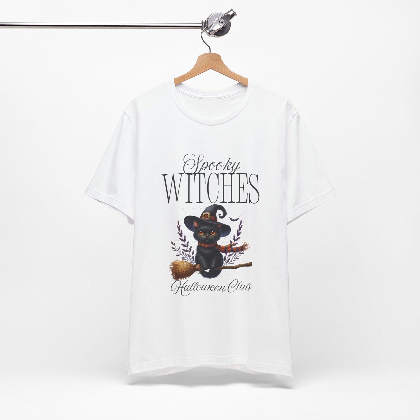 Spooky Witches Halloween Tee, Unisex Short Sleeve Shirt, Witch T-Shirt, Halloween Costume Top, Cat Lovers Gift, Fall Fashion