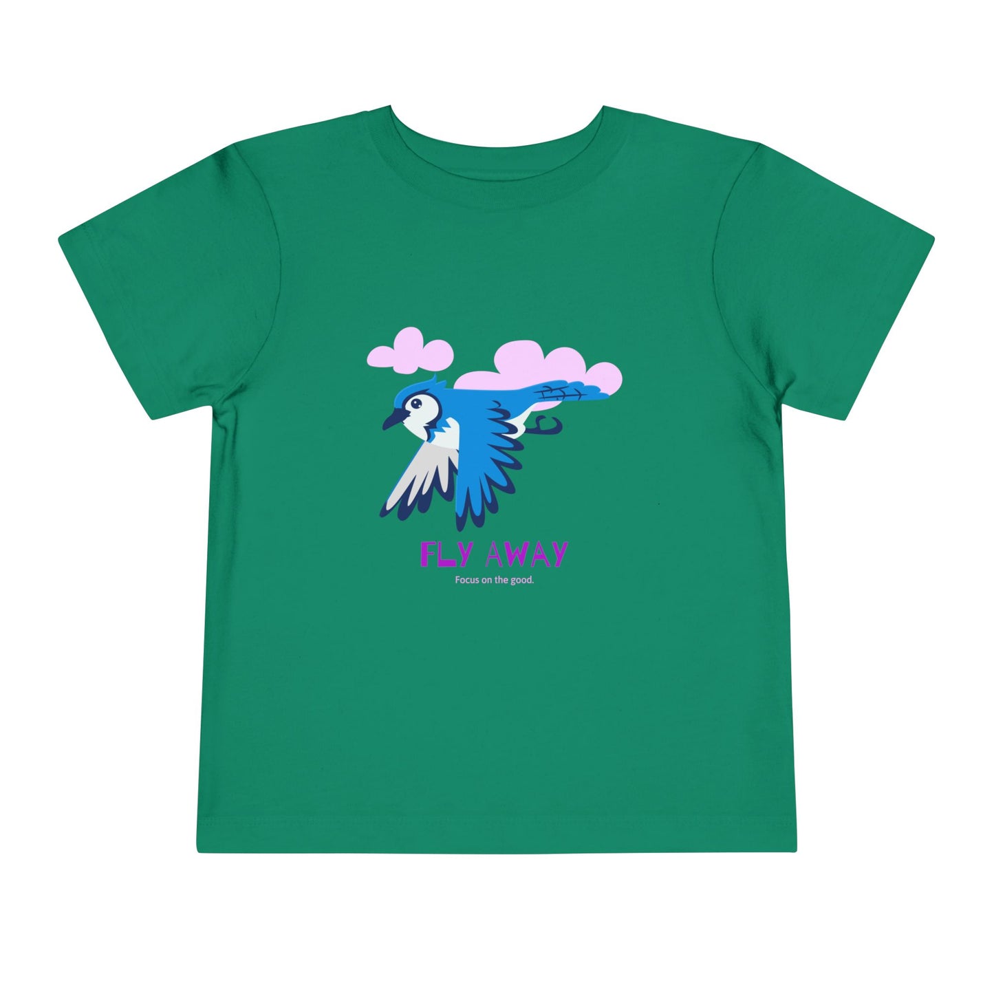 Toddler Short Sleeve Tee with ‘Fly Away’ Design, Cute Kids Shirt, Baby Gift, Playful Toddler Wear, Summer Outfit, Bird Graphic Tee