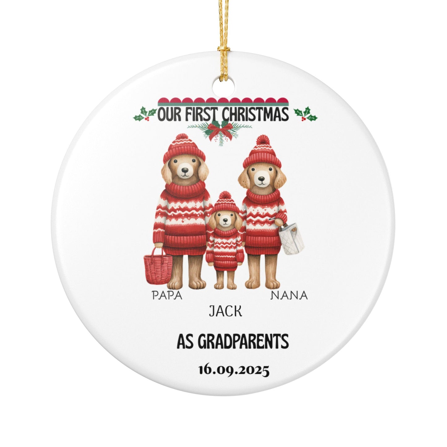 Personalized Christmas Ornament, Pet Family Decoration, 1st Christmas Gift, Custom Family Ornament, Holiday Decor