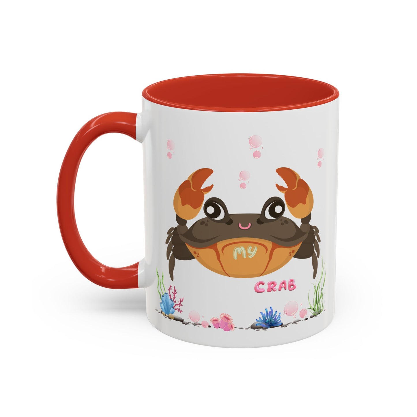 Crab with subtle bubbles and underwater flora Coffee Mug