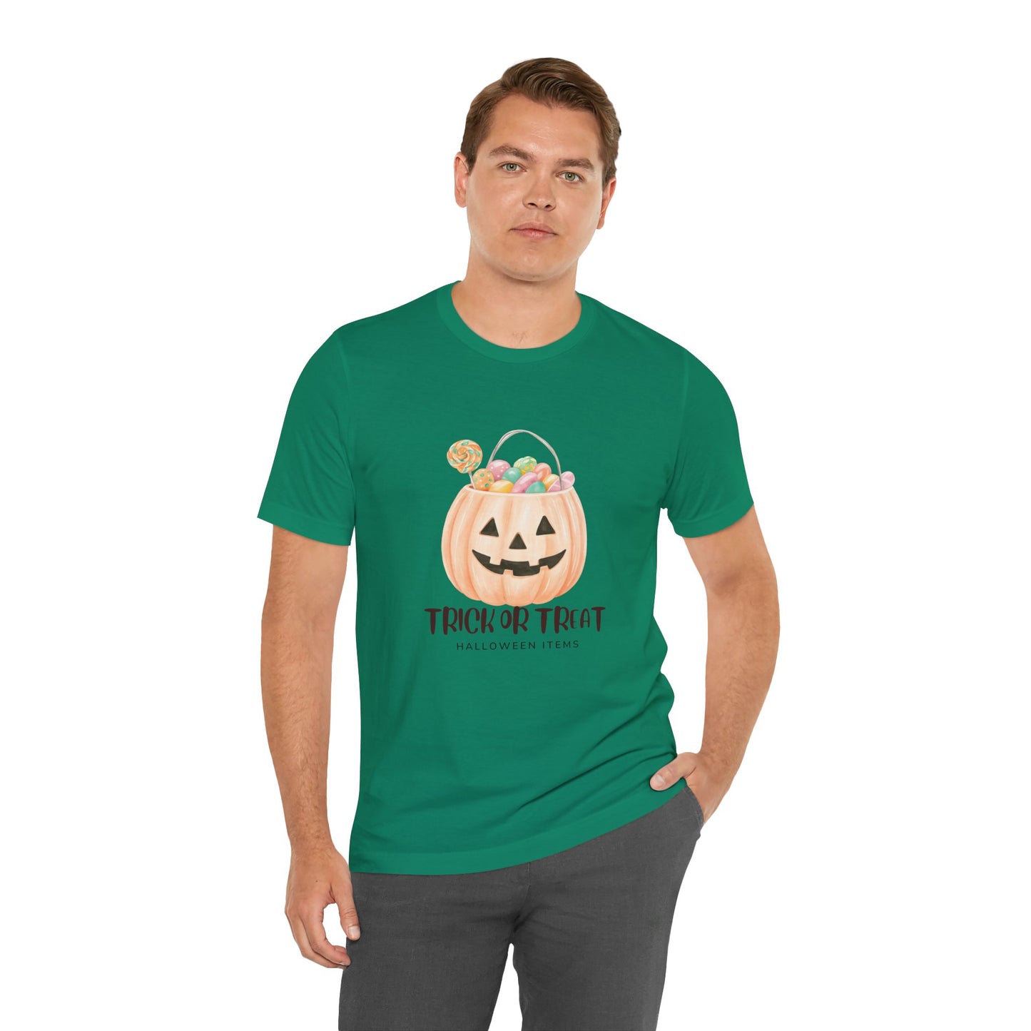 Halloween Trick or Treat T-Shirt, Unisex Graphic Tee, Fall Wardrobe Addition, Perfect for Halloween Parties, Spooky Season Wear