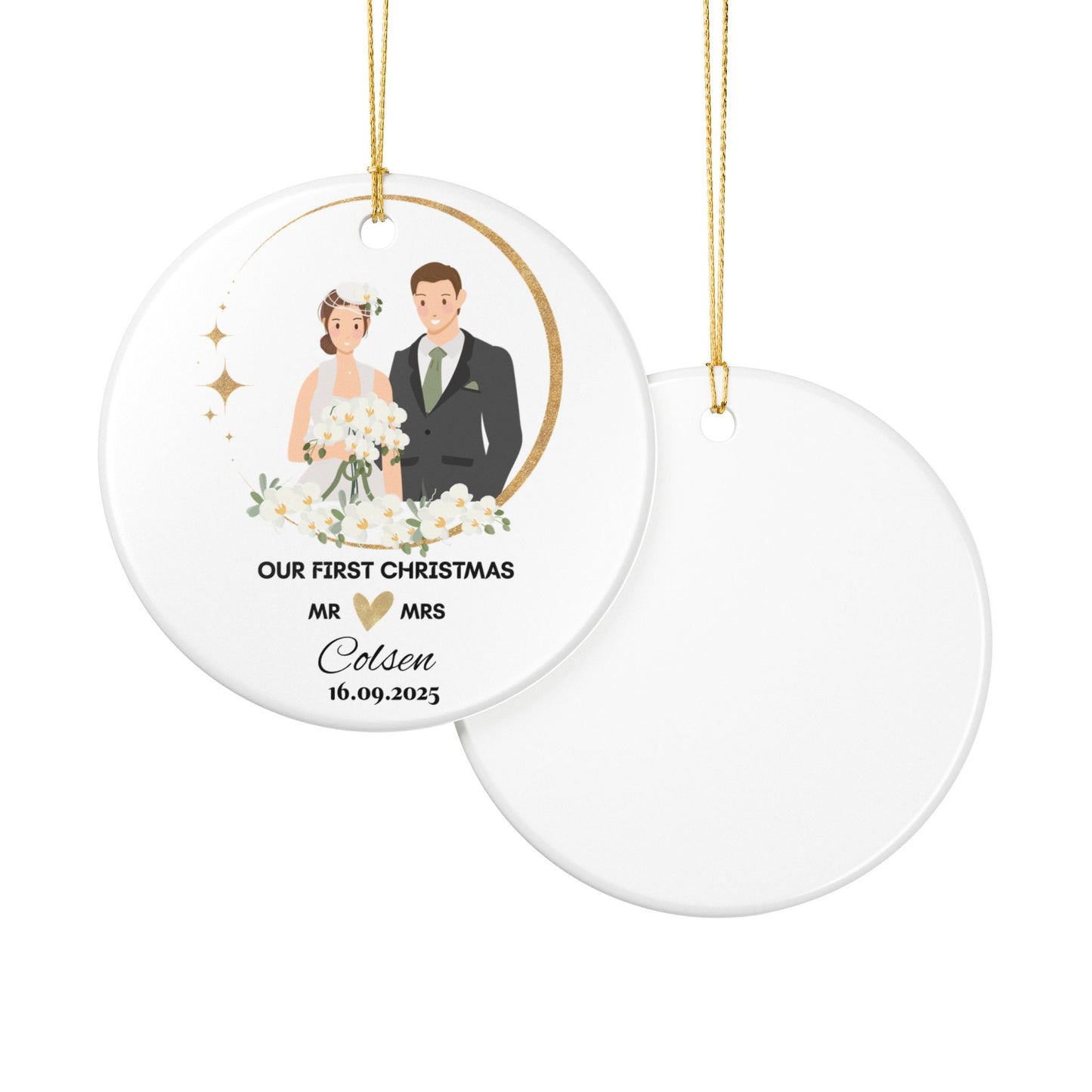 Personalized Wedding Christmas Ornament, Our First Christmas Married, Newlywed Gift,Couples Keepsake, Holiday Decoration