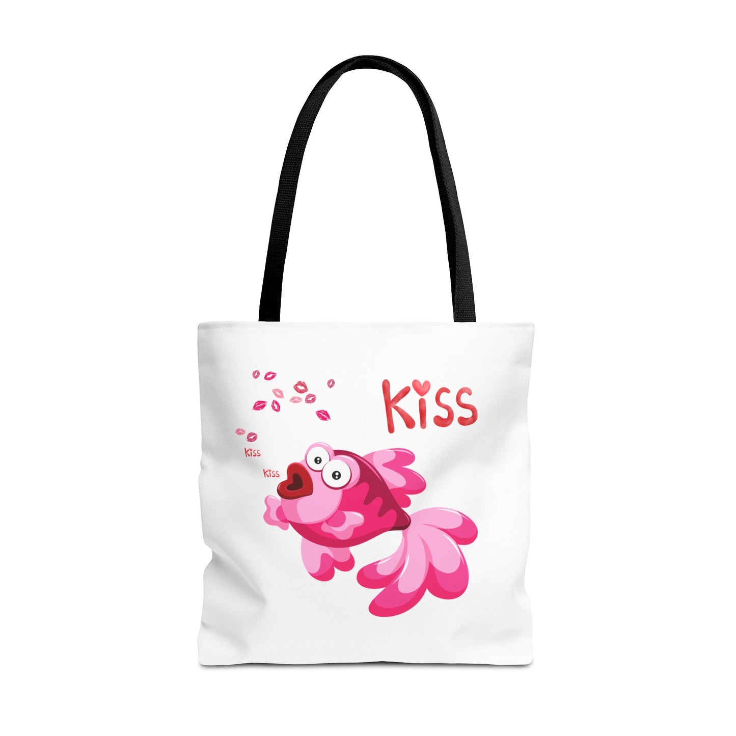 Pink fish with open mouth and kiss Tote Bag