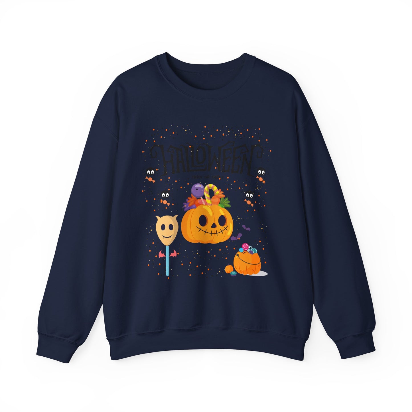 Halloween Themed Unisex Crewneck Sweatshirt, Cozy Fall Apparel, Gifting, Festive Wear, Halloween Decorations, Pumpkin Design