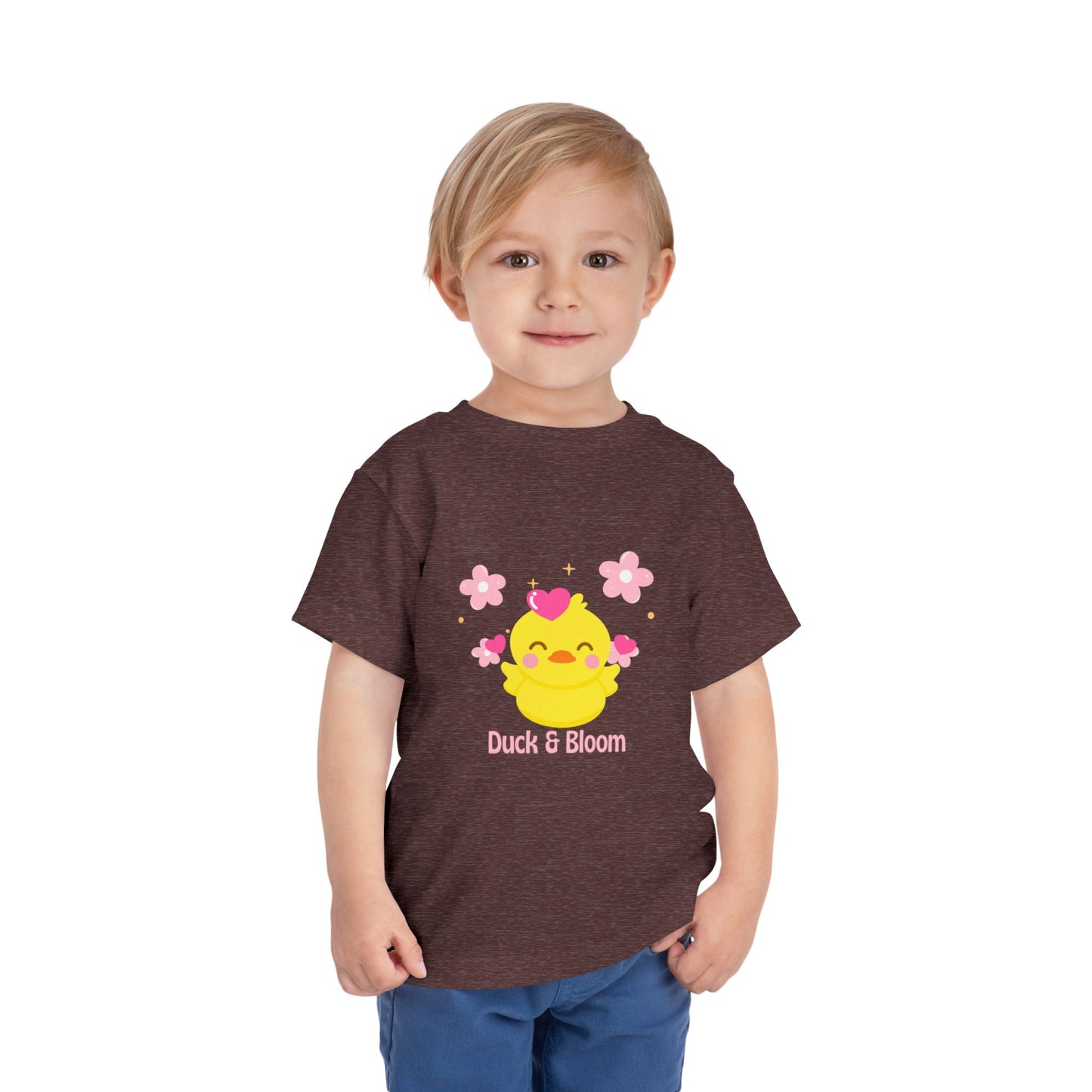 Cute Duck & Bloom Toddler Tee, Kid's Play Shirt, Toddler Summer Tee, Baby Shower Gift, Fun Spring Outfit