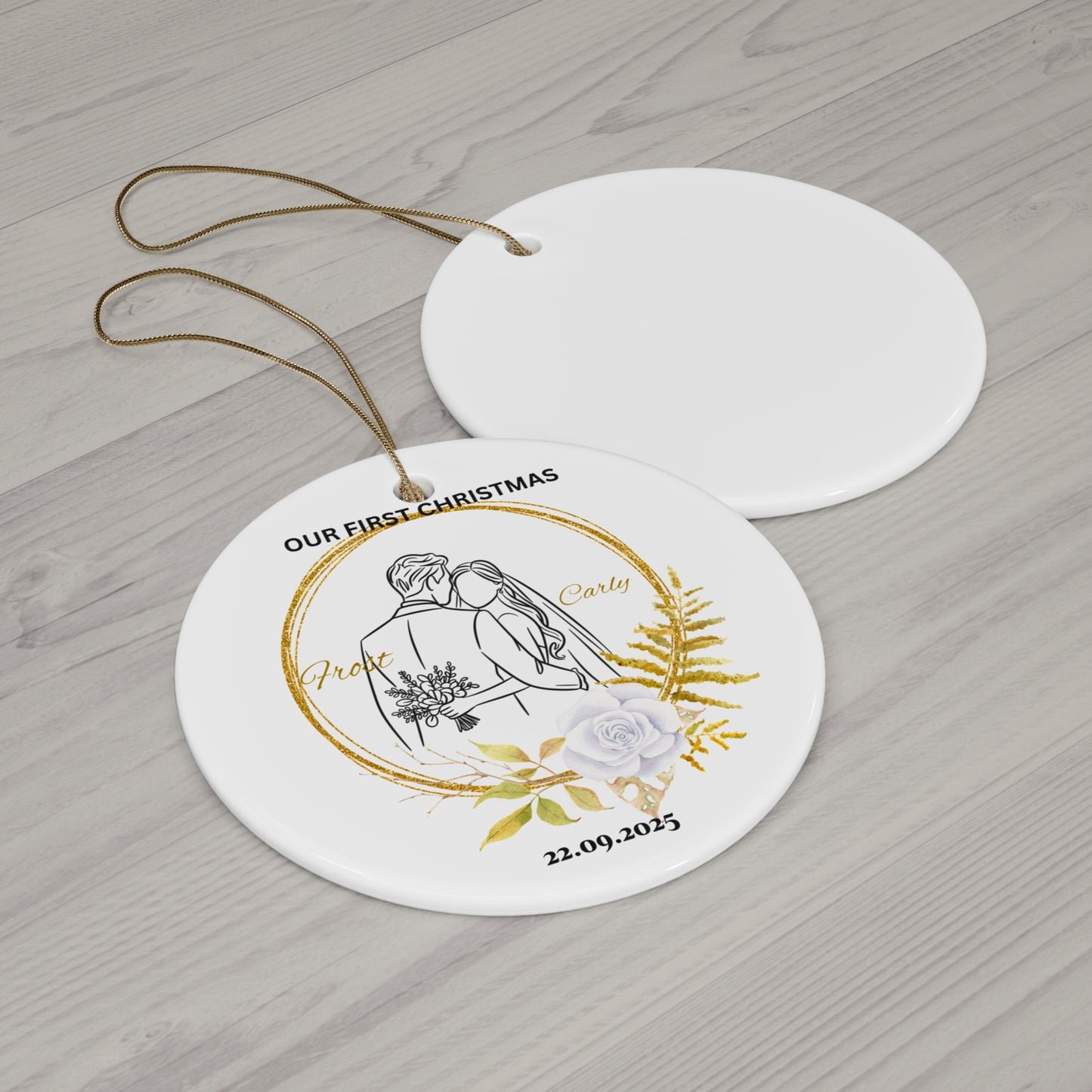 Personalized Ceramic Christmas Ornament, Holiday Keepsake, Wedding Gift, Couples Decor, First Christmas as Newlyweds