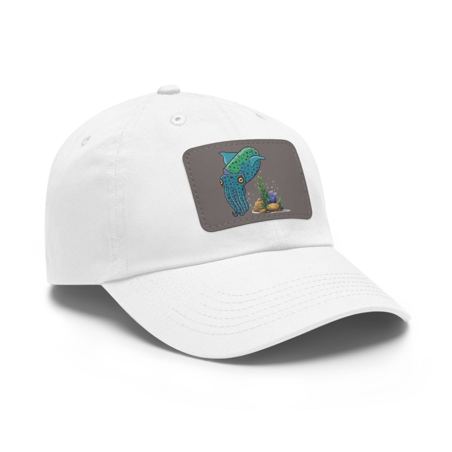 Cute with marine habitat coral and bubbles Dad Hat with Leather Patch (Rectangle)