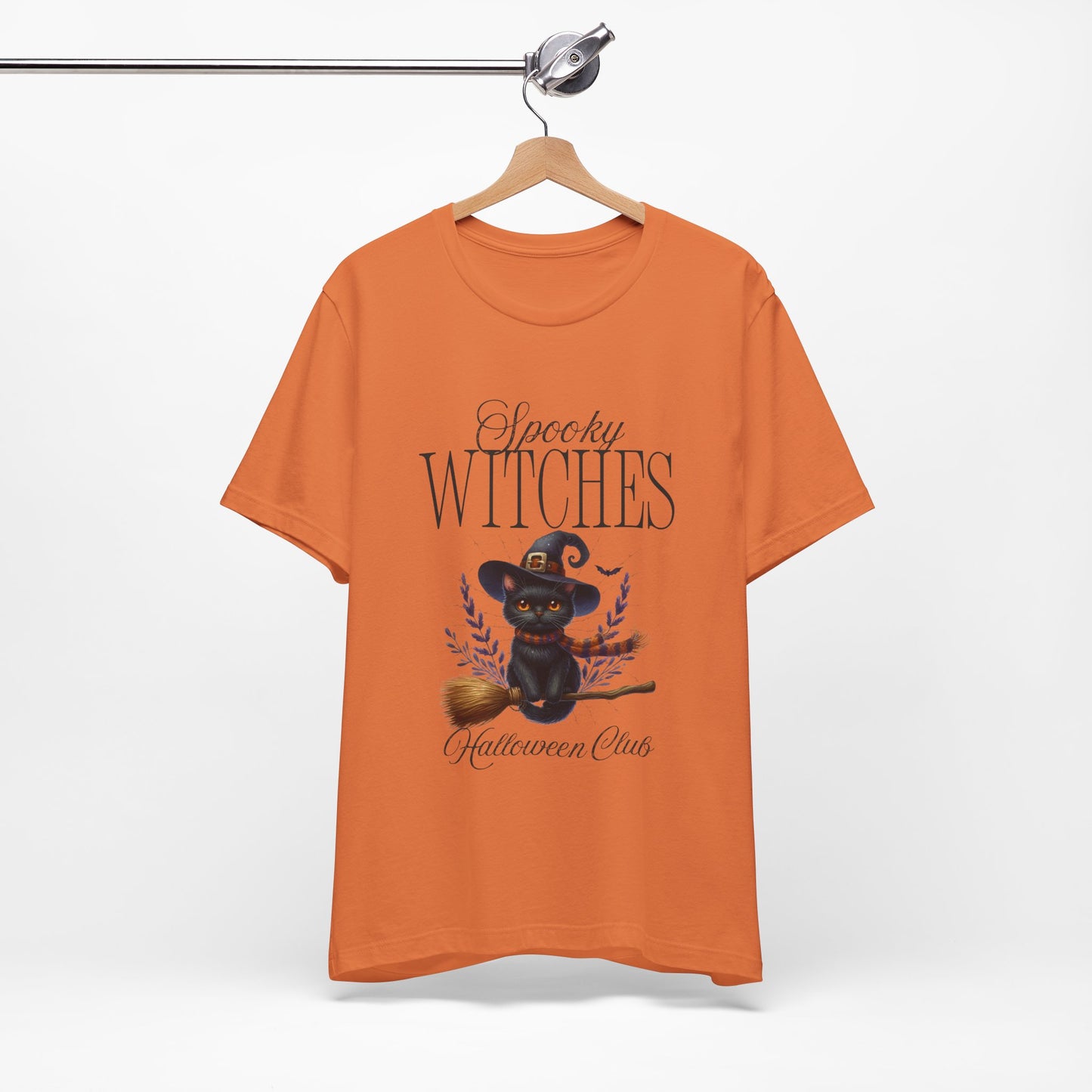 Spooky Witches Halloween Tee, Unisex Short Sleeve Shirt, Witch T-Shirt, Halloween Costume Top, Cat Lovers Gift, Fall Fashion