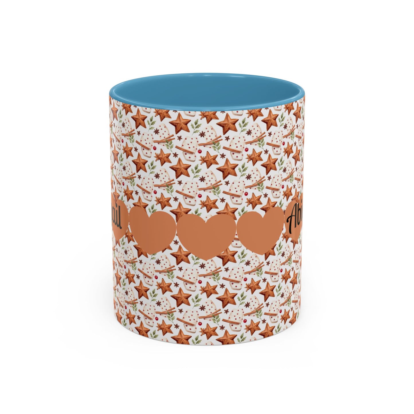 Personalized Accent Coffee Mug - Custom Gift, Floral Design, Heart Motif, Perfect for Birthdays, Anniversaries, Holidays