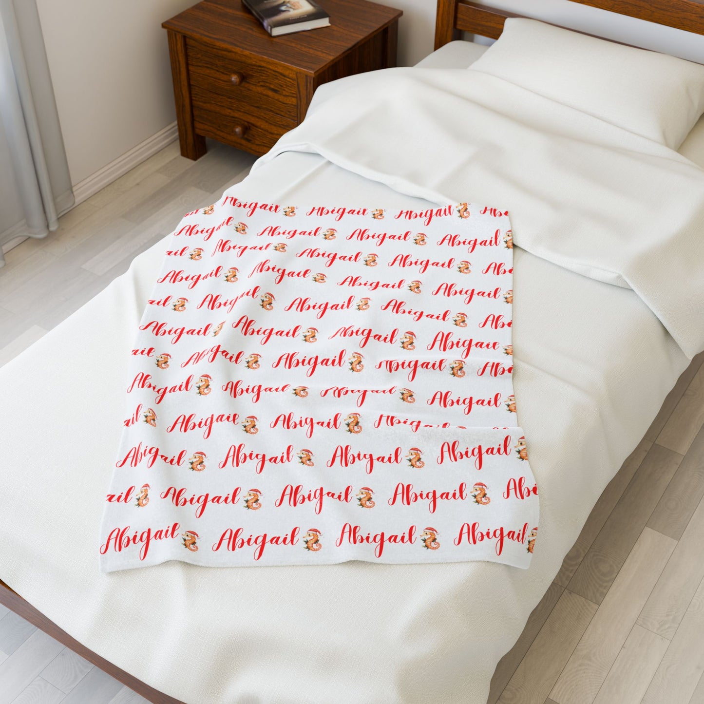 Personalized Velveteen Plush Blanket, Cozy Throw Blanket, Custom Name Blanket, Soft Baby Blanket, Unique Gift for Kids
