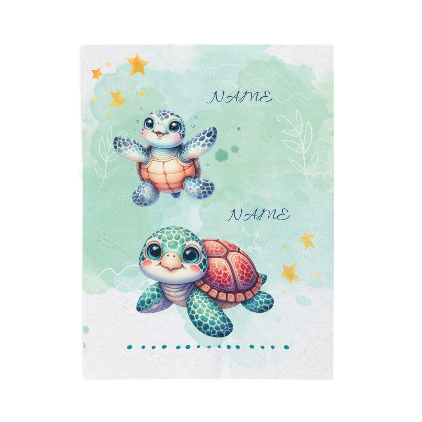 Personalized Turtle Plush Blanket, Baby Shower Gift, Nursery Decor, Soft Throw Blanket, Birthday Present