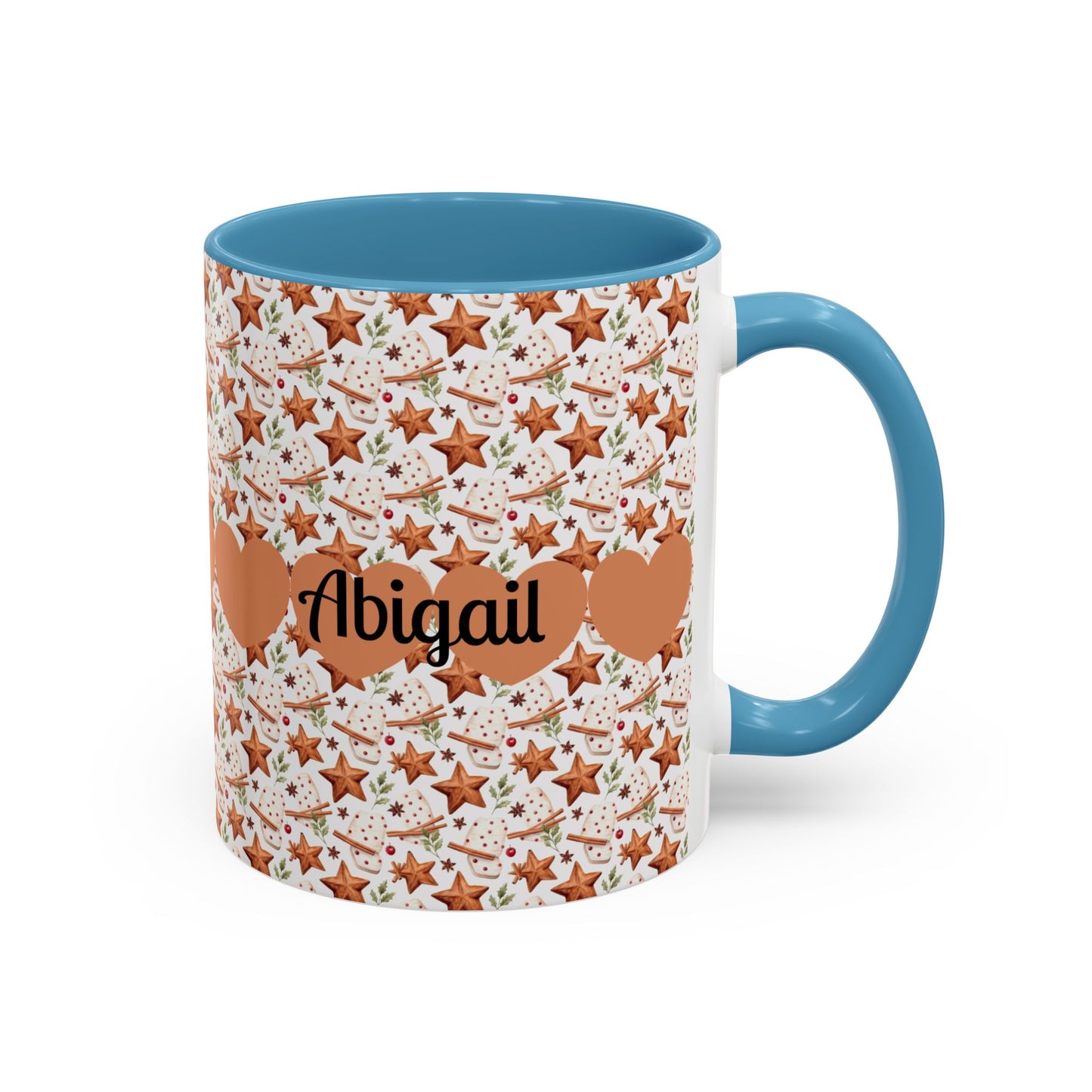 Personalized Accent Coffee Mug - Custom Gift, Floral Design, Heart Motif, Perfect for Birthdays, Anniversaries, Holidays