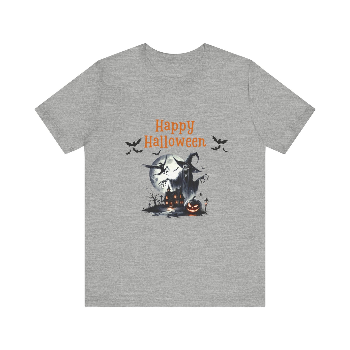 Happy Halloween Unisex Tee, Spooky T-Shirt, Halloween Gift, Fall Wardrobe Essential, Ghosts and Ghouls Vibe