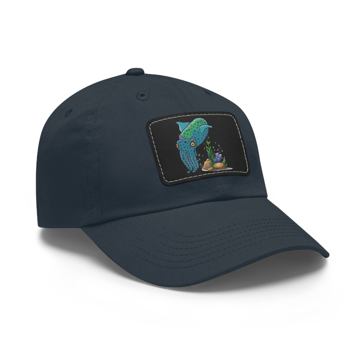 Cute with marine habitat coral and bubbles Dad Hat with Leather Patch (Rectangle)