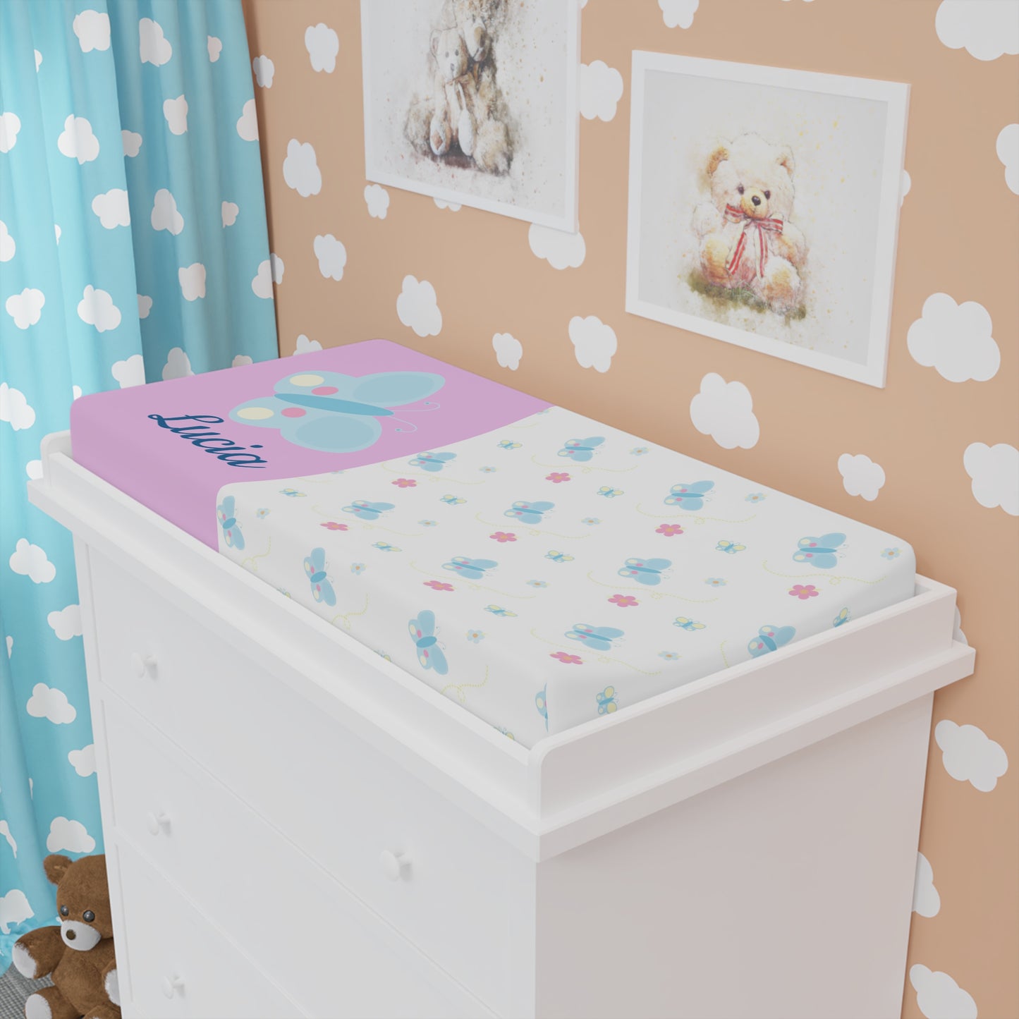 Butterfly Baby Changing Pad Cover — Personalized Name Option
