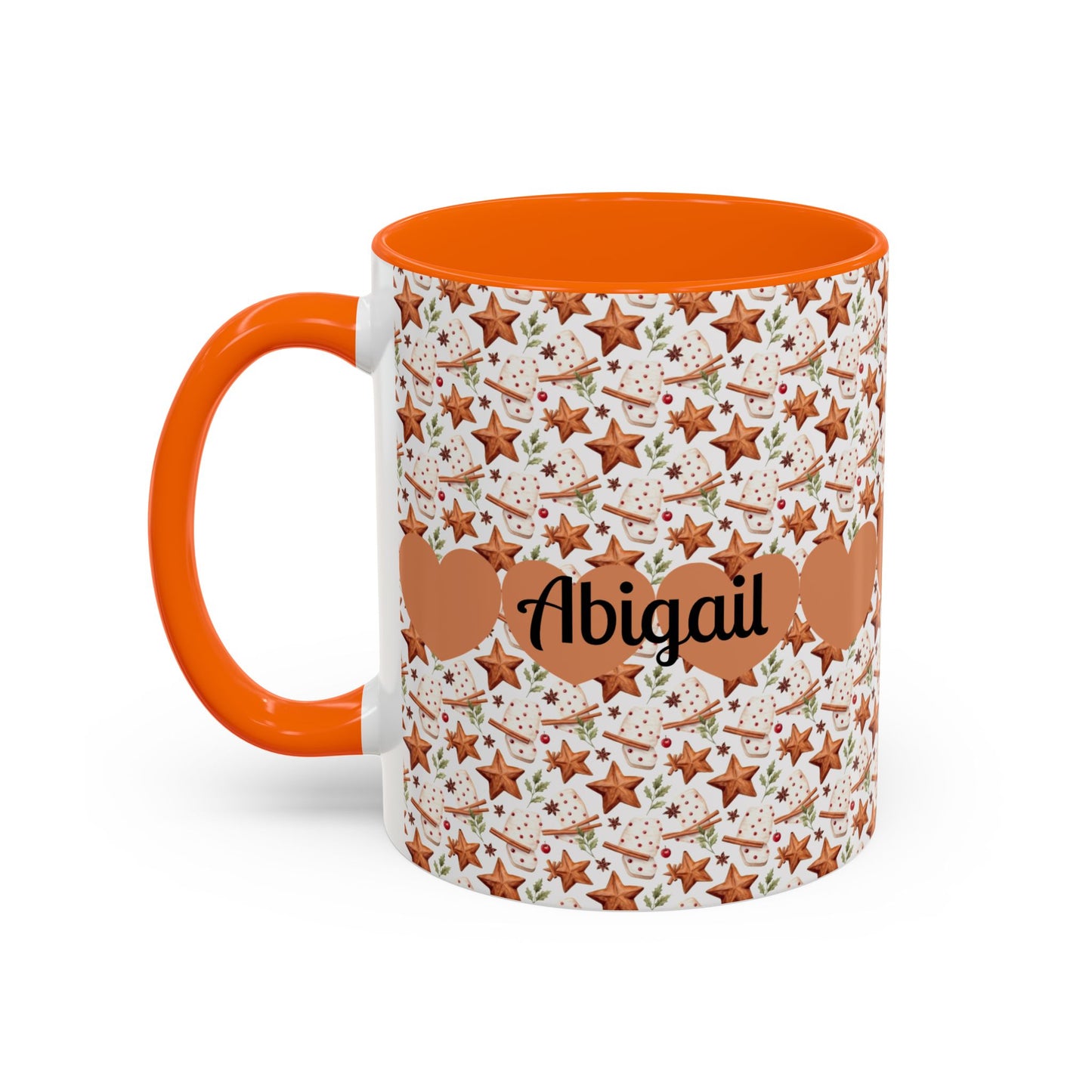 Personalized Accent Coffee Mug - Custom Gift, Floral Design, Heart Motif, Perfect for Birthdays, Anniversaries, Holidays