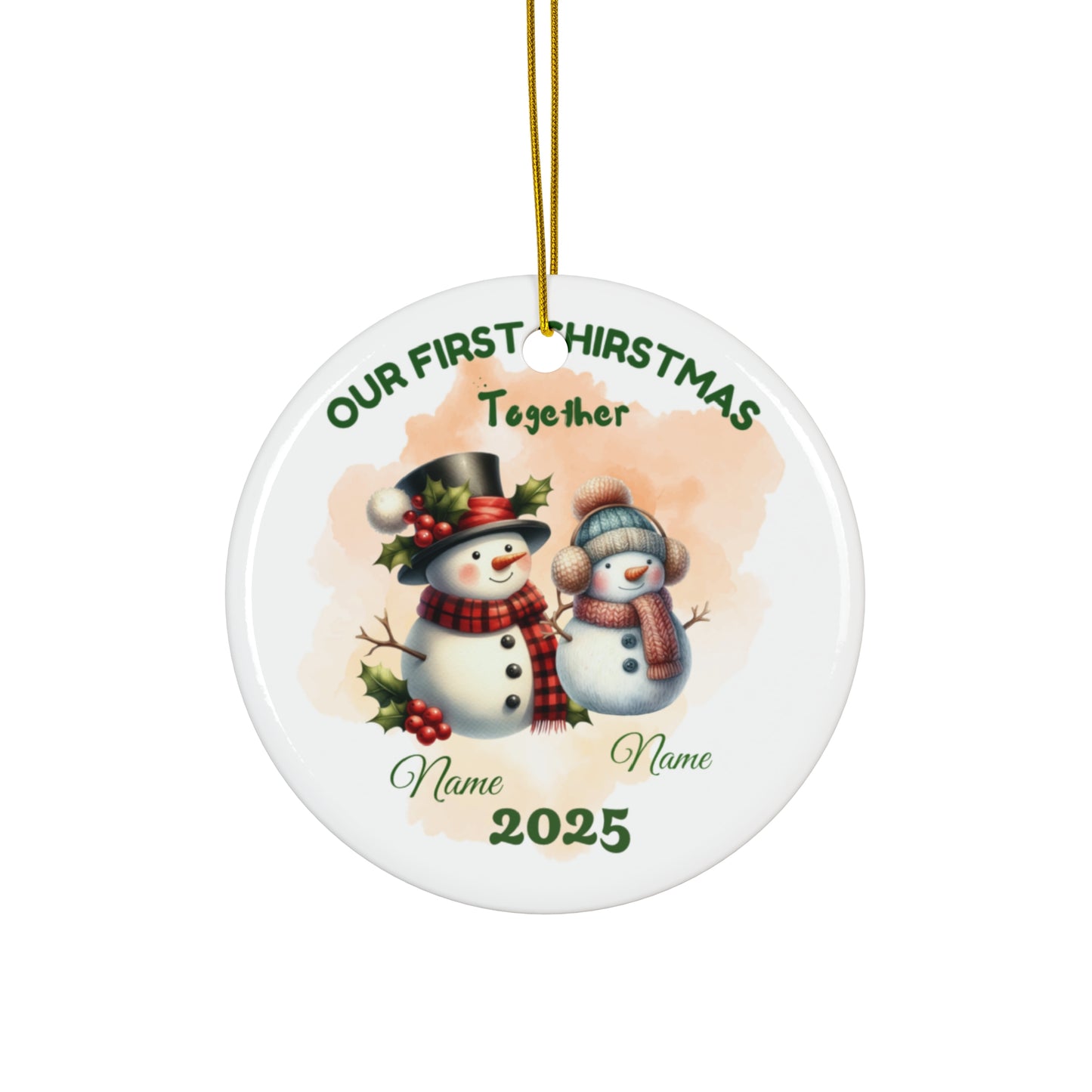 Personalized Holiday Ornament - Our First Christmas Together 2025, Ceramic Ornament, Christmas Gift, Family Keepsake, Home Decor