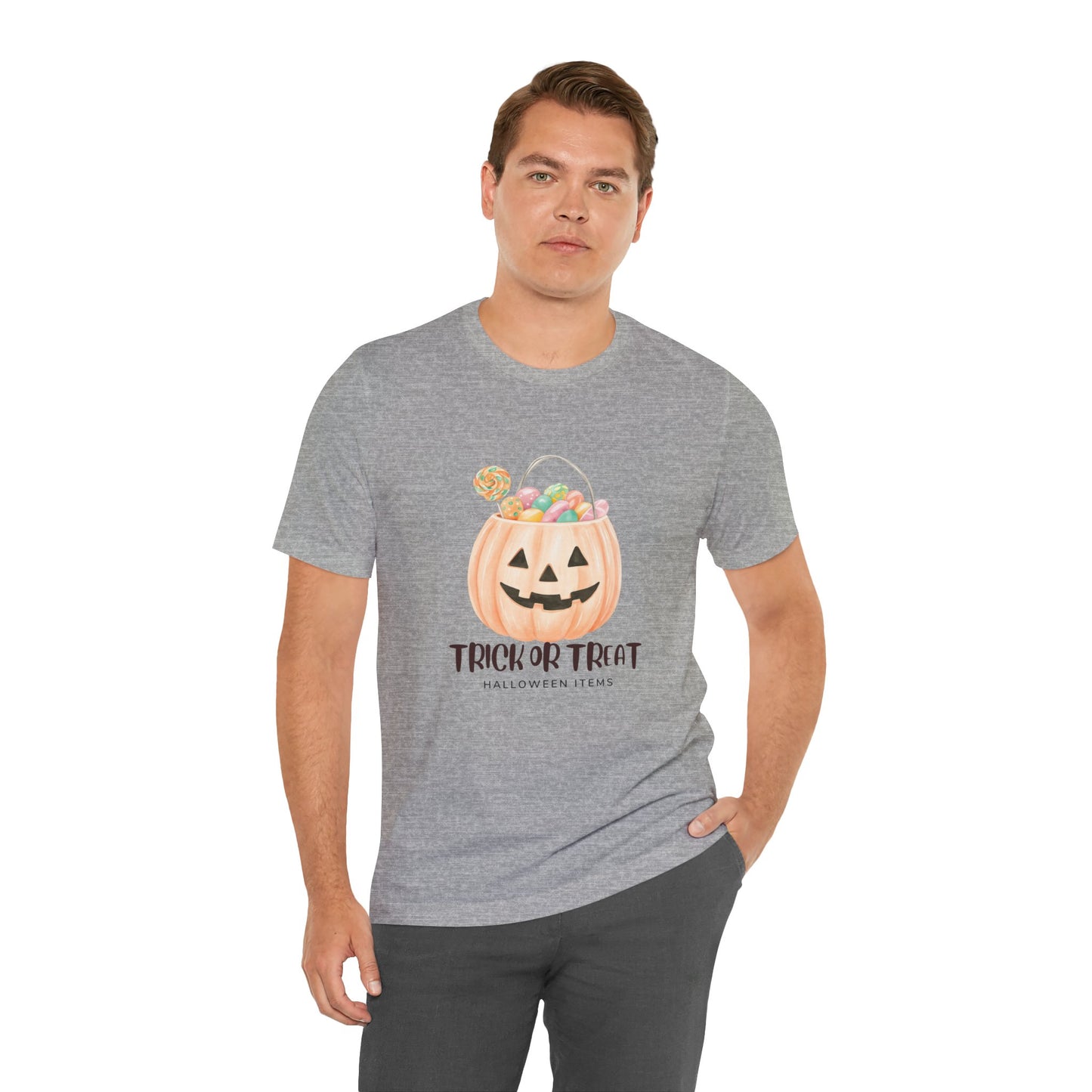 Halloween Trick or Treat T-Shirt, Unisex Graphic Tee, Fall Wardrobe Addition, Perfect for Halloween Parties, Spooky Season Wear