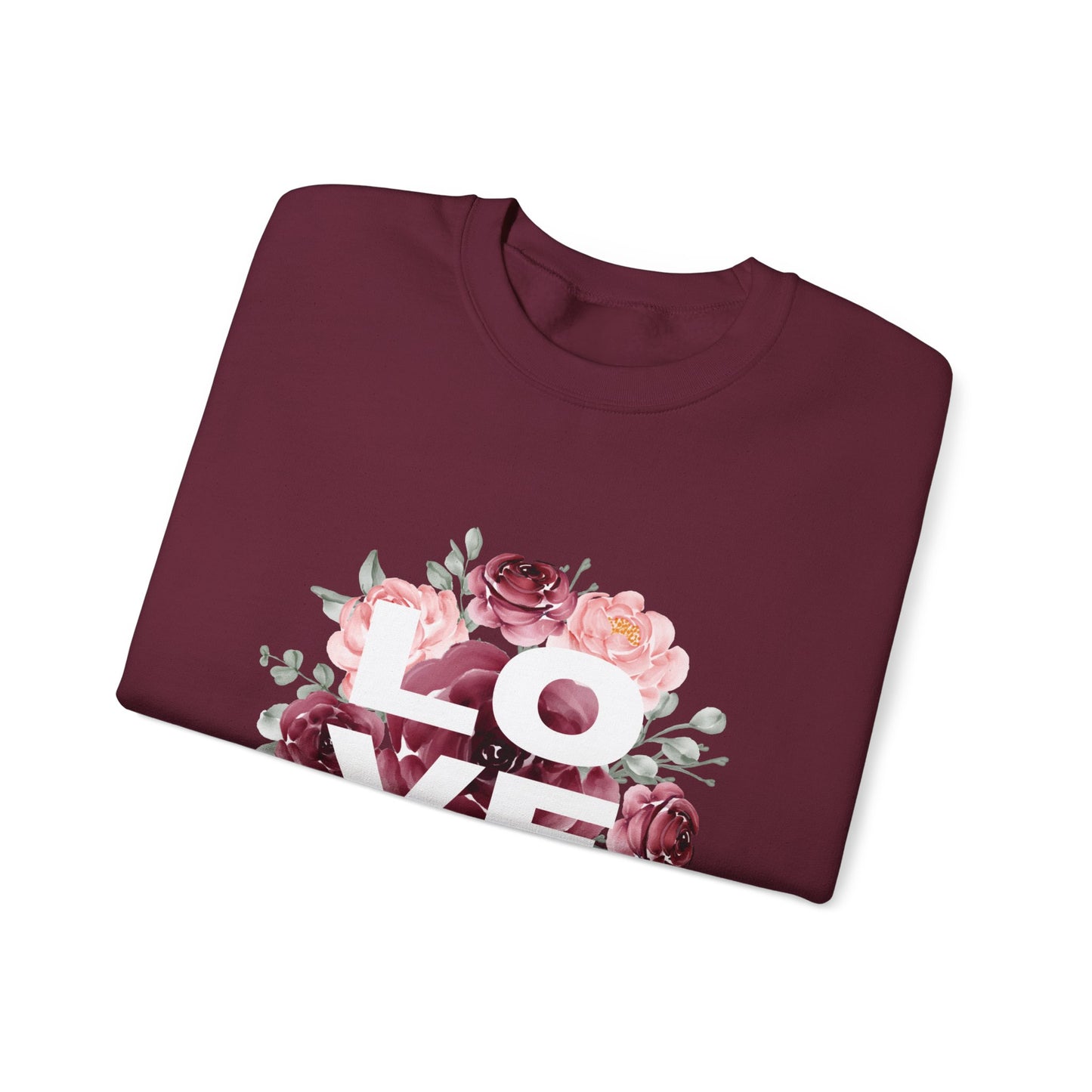 Floral Love Crewneck Sweatshirt | Cozy Unisex Sweatshirt for Valentine's Day, Romantic Gift, Casual Wear, Stylish Layering