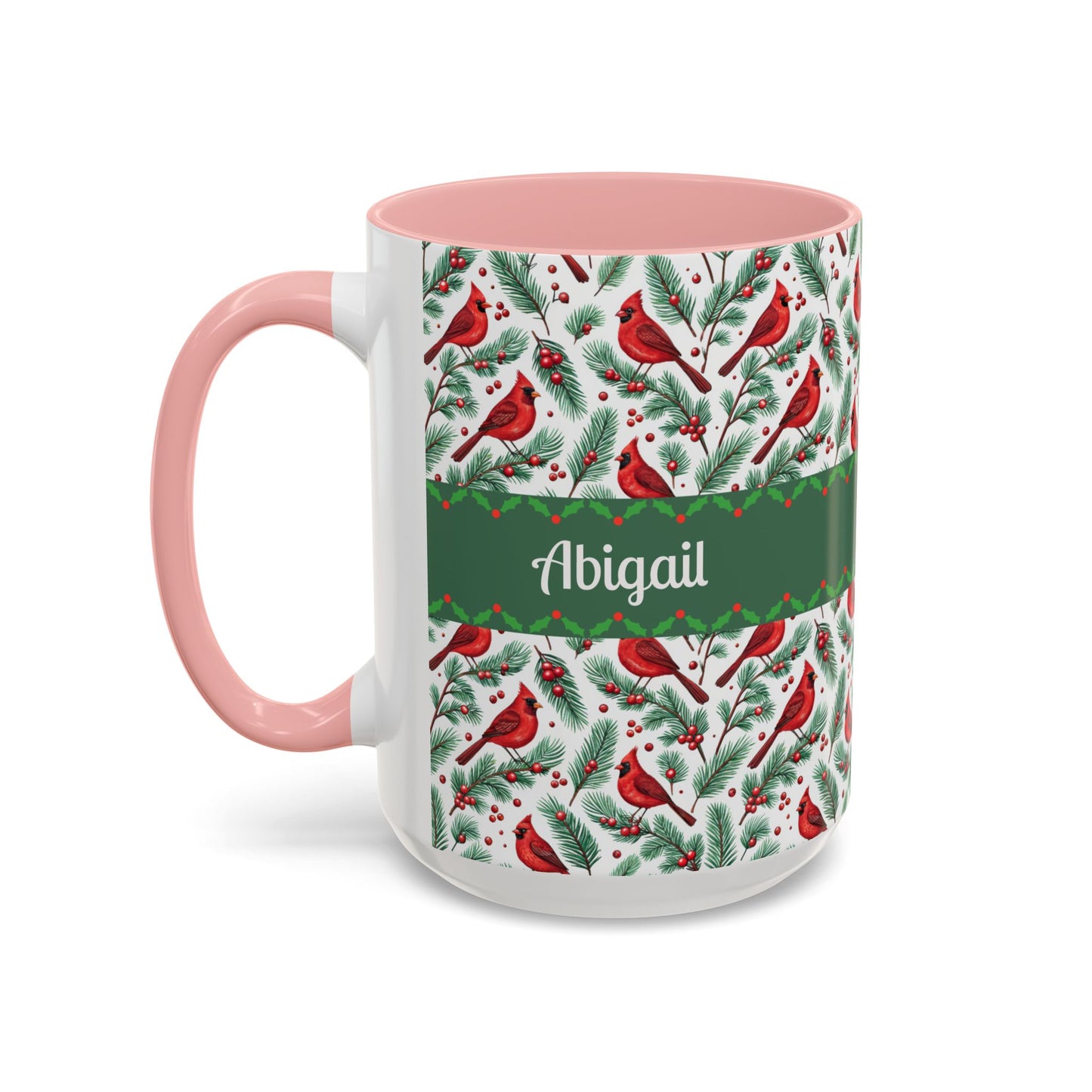Personalized Holiday Coffee Mug, Festive Cardinal Mug, Custom Name Mug, Christmas Gift, Winter Decor, Drinkware