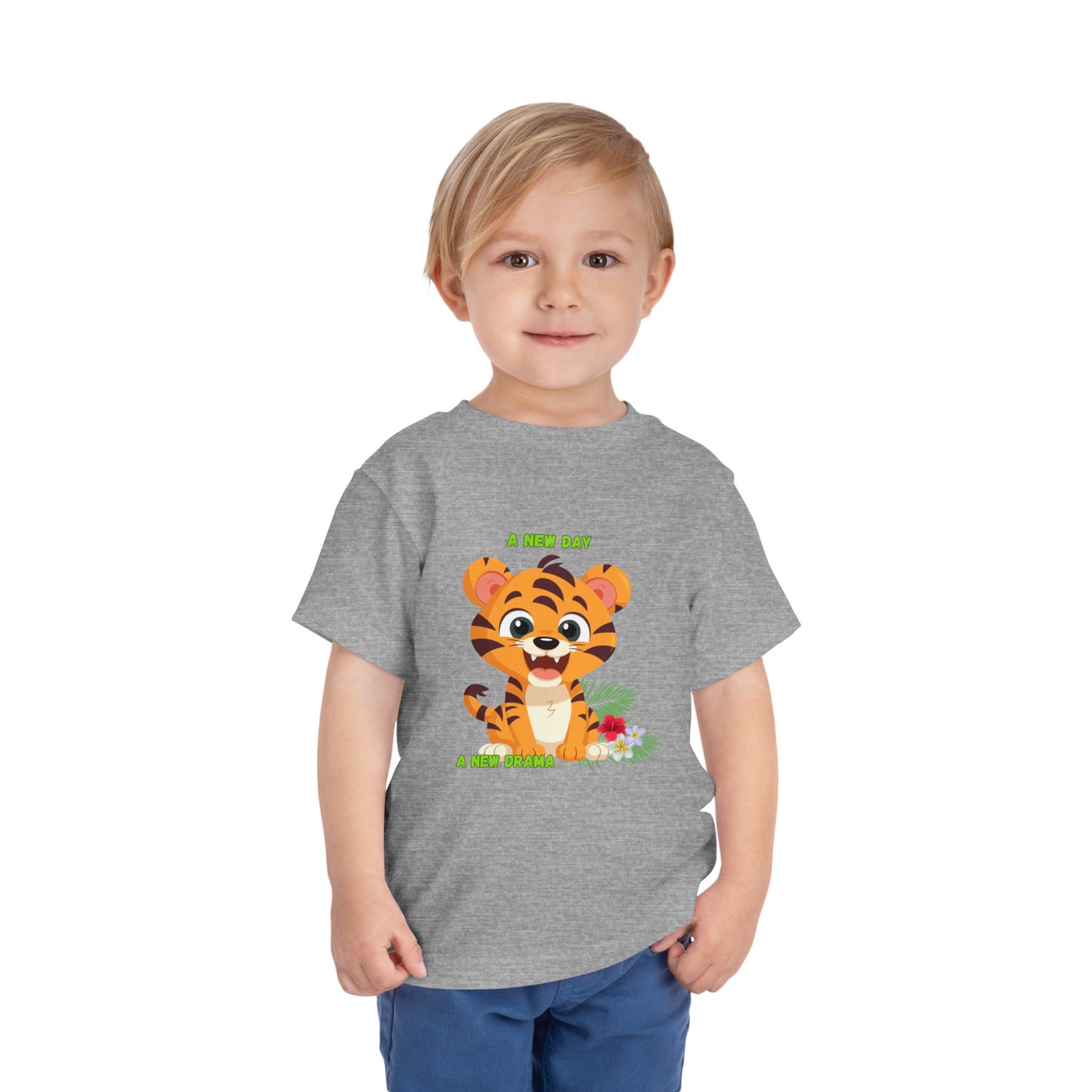 Adorable Toddler Tiger Tee, Cute Animal Tee for Kids, Birthday Gift, Playtime Shirt, Baby Shower Gift, A New Day A New Cheer