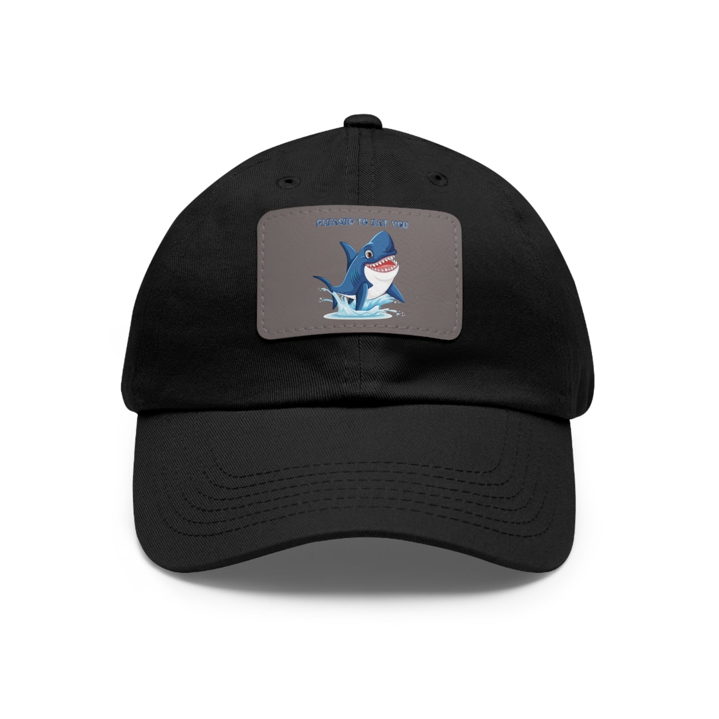 Humorous cartoon shark with threatening text Dad Hat with Leather Patch (Rectangle)