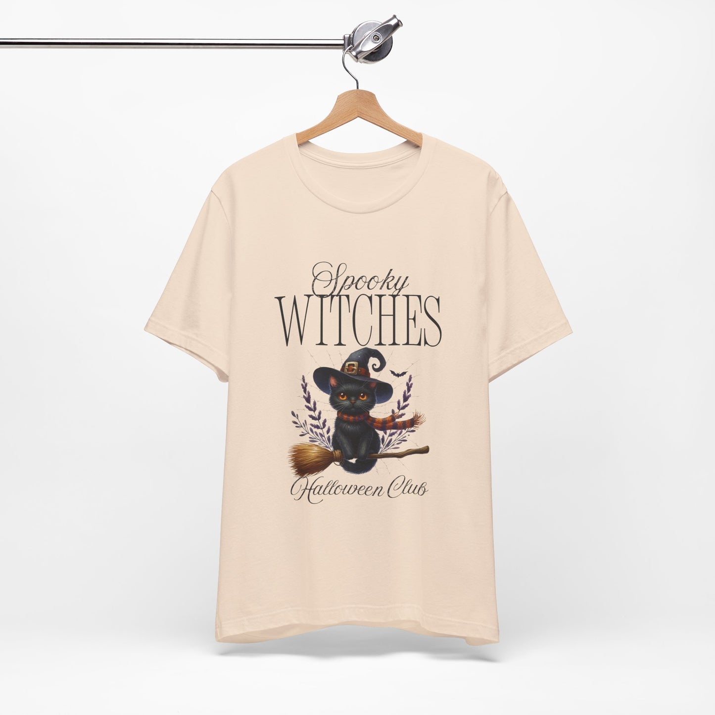 Spooky Witches Halloween Tee, Unisex Short Sleeve Shirt, Witch T-Shirt, Halloween Costume Top, Cat Lovers Gift, Fall Fashion