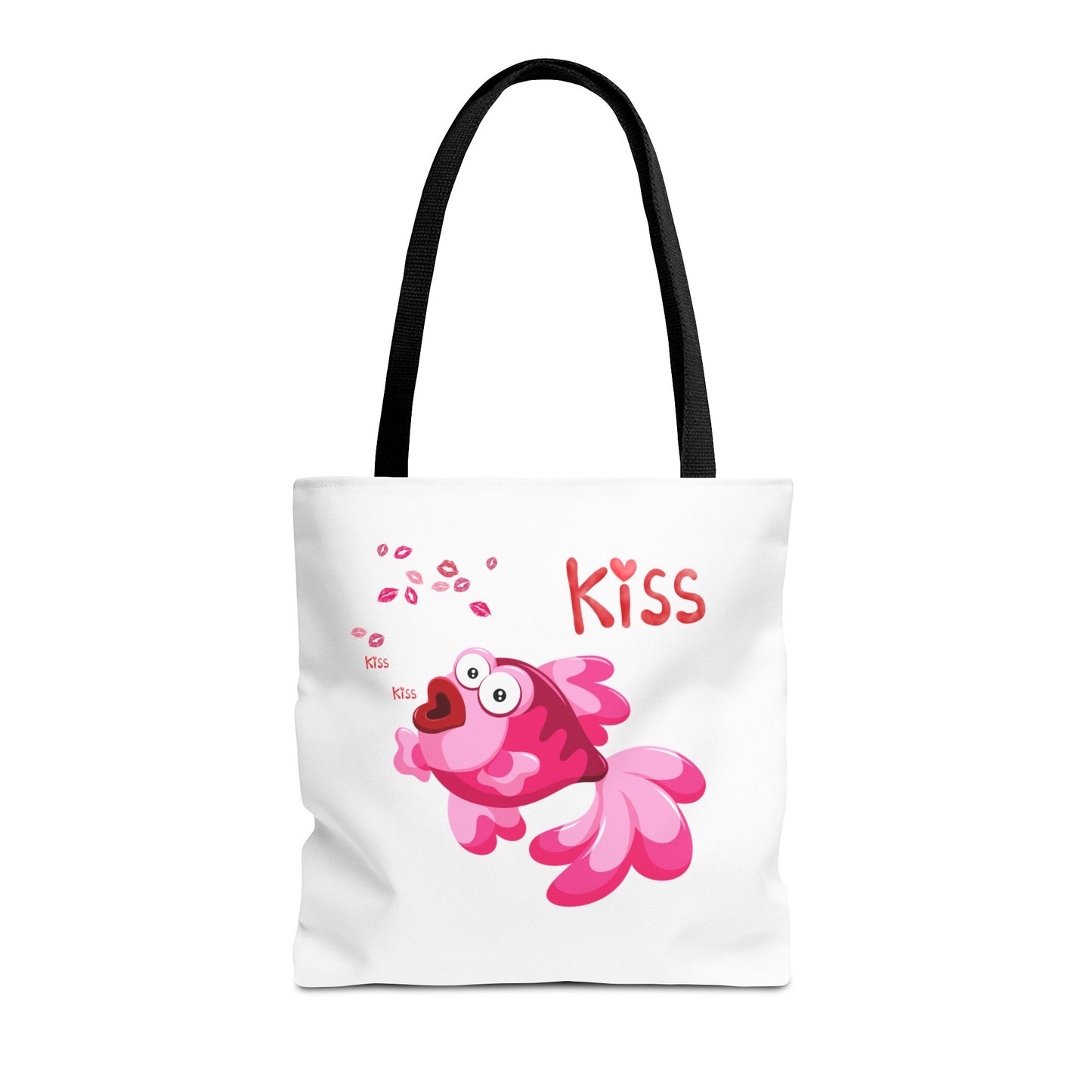 Pink fish with open mouth and kiss Tote Bag