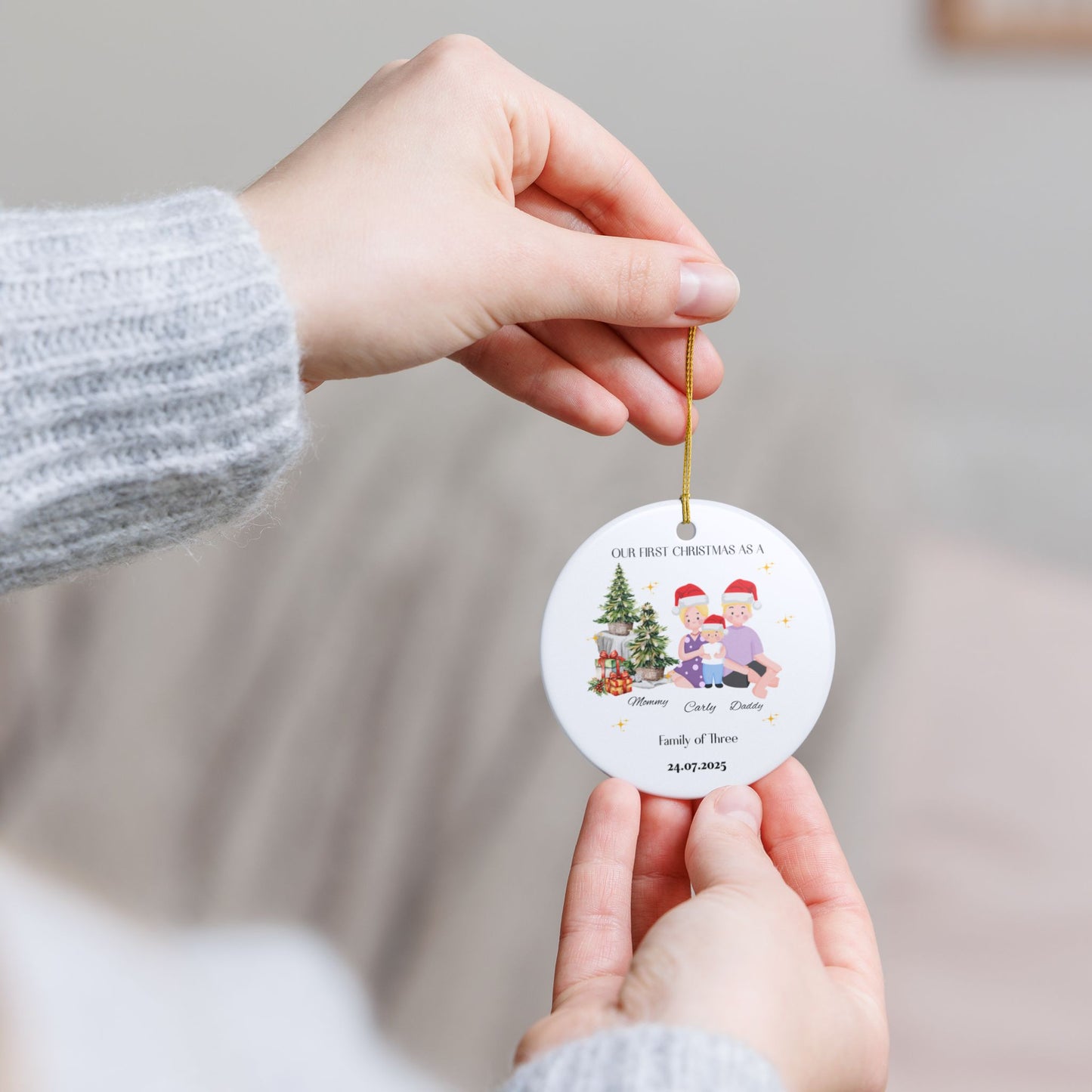 Custom Family Christmas Ornament - Our First Christmas as a Family, Holiday Decor, Personalized Gift, Keepsake Decoration, Xmas Ornament