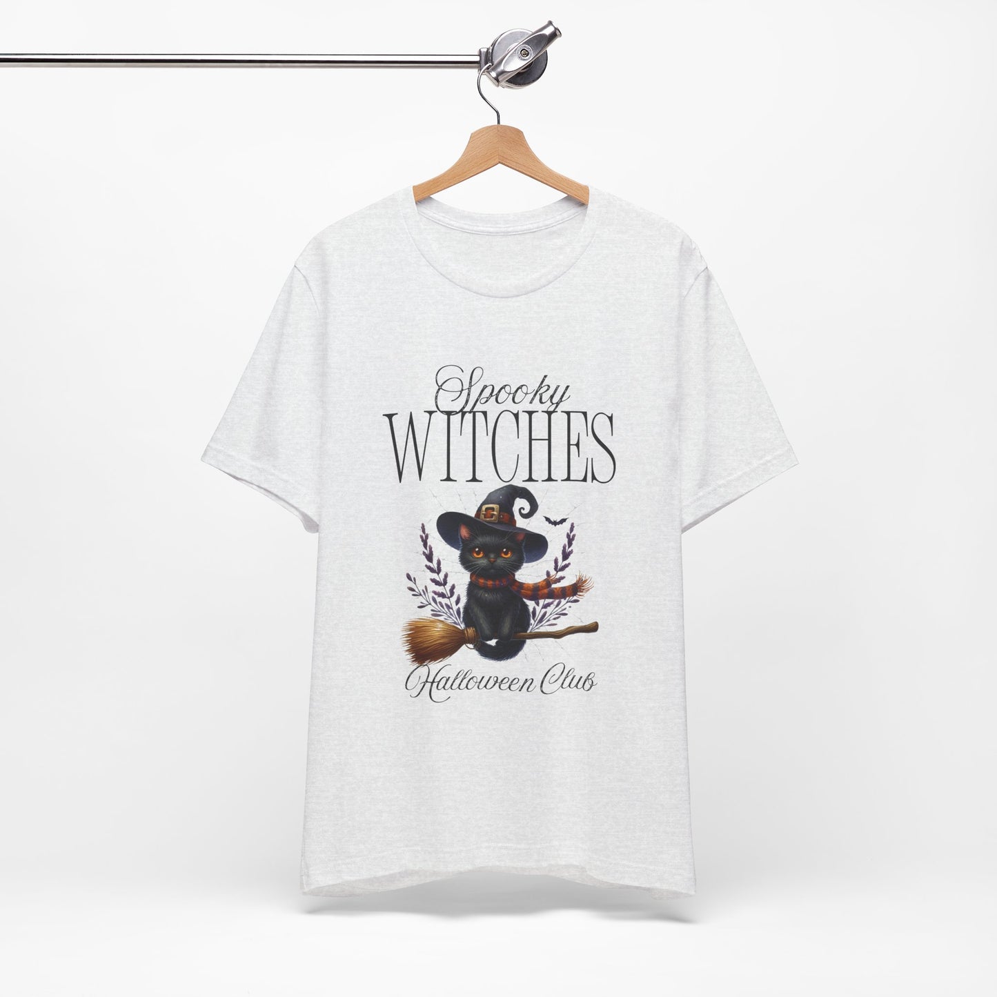 Spooky Witches Halloween Tee, Unisex Short Sleeve Shirt, Witch T-Shirt, Halloween Costume Top, Cat Lovers Gift, Fall Fashion