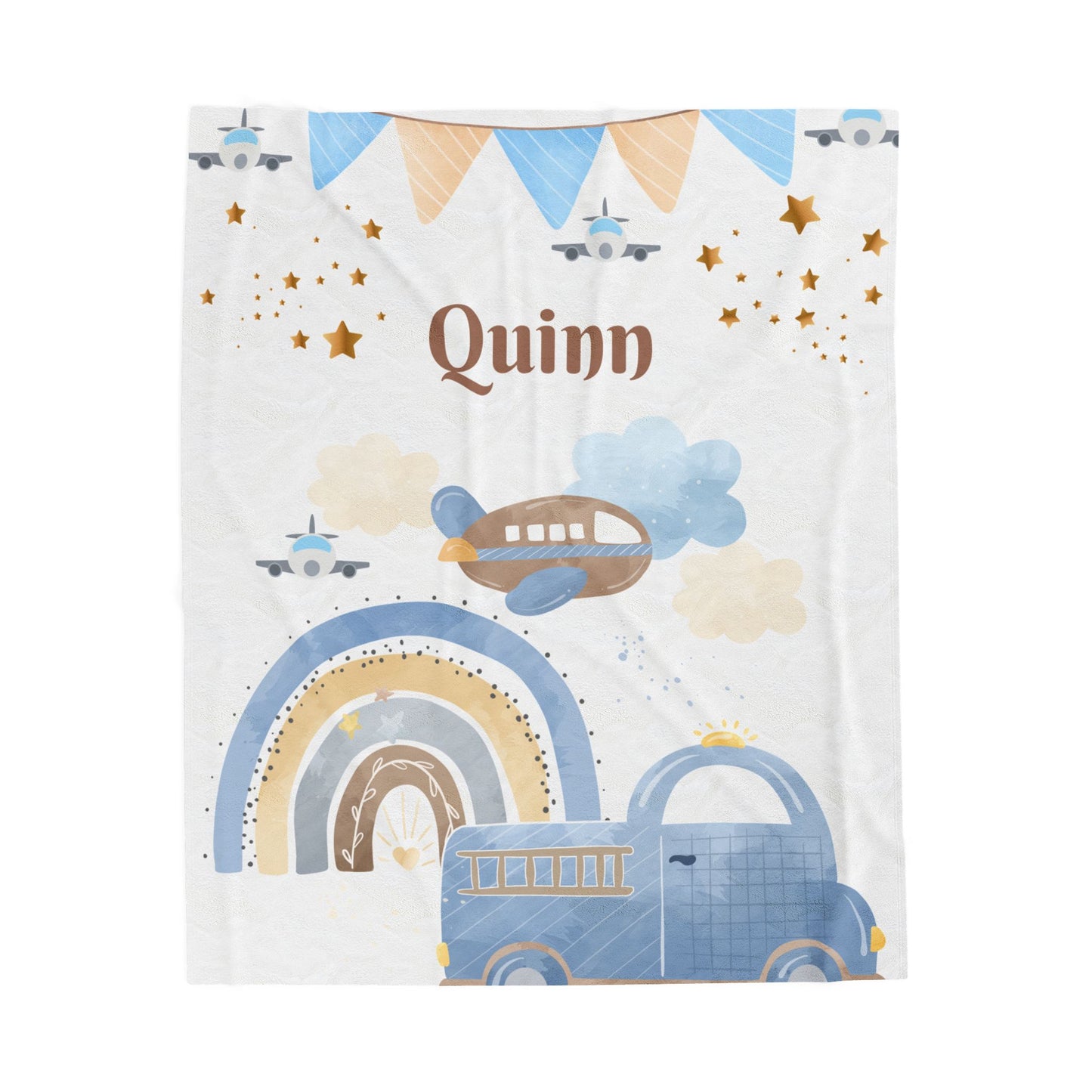 Personalized Velveteen Plush Blanket for Kids, Cozy Baby Blanket, Soft Nursery Throw, Custom Name Gift, Ideal for Baby Showers