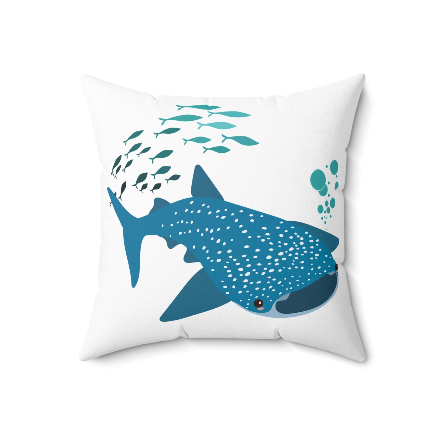 Whale Shark school of fish and buddles Spun Polyester Square Pillow