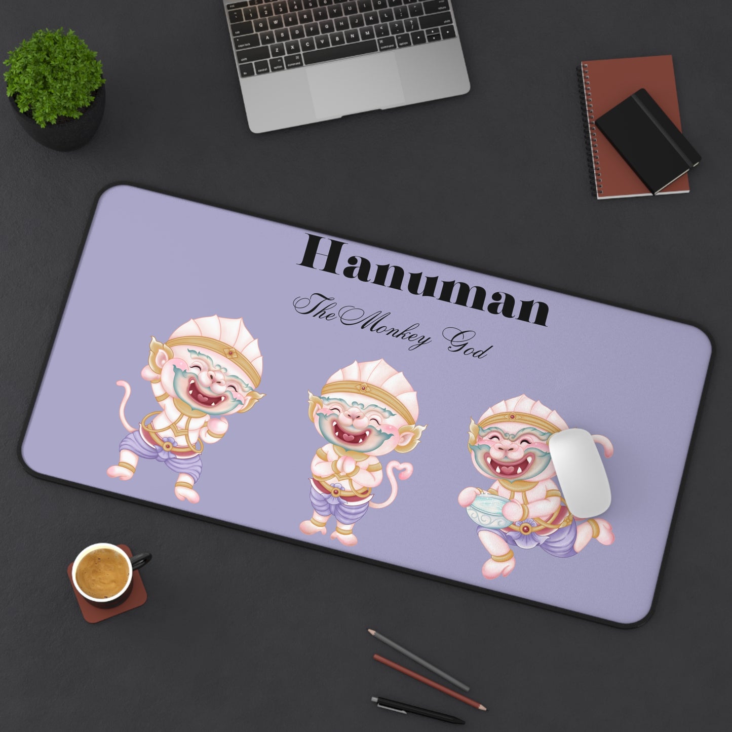 Hanuman Desk Mat - Hindu Mythology Themed Office Decor, Computer Mouse Pad, Gift for Animators, Cute Workspace Accessories