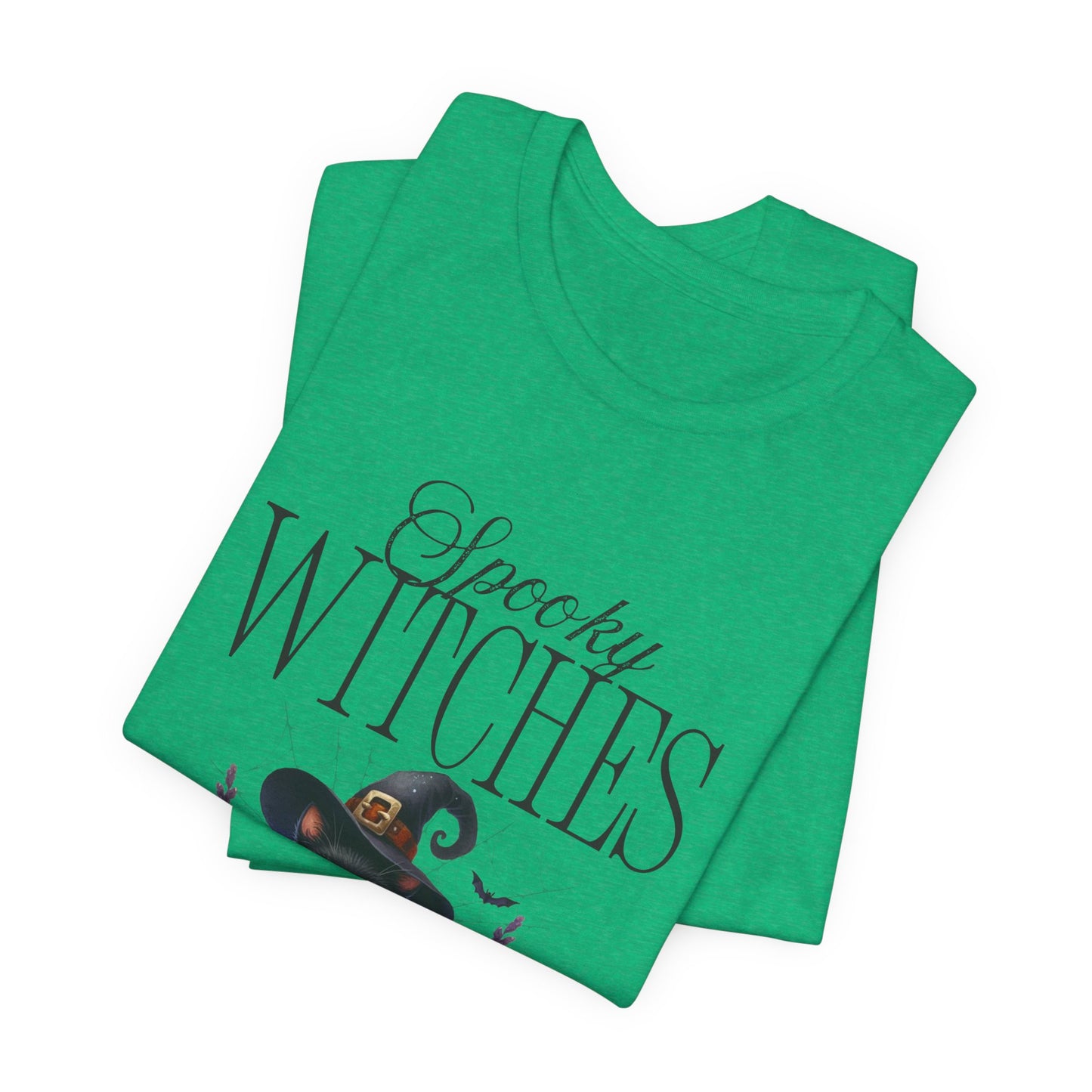 Spooky Witches Halloween Tee, Unisex Short Sleeve Shirt, Witch T-Shirt, Halloween Costume Top, Cat Lovers Gift, Fall Fashion