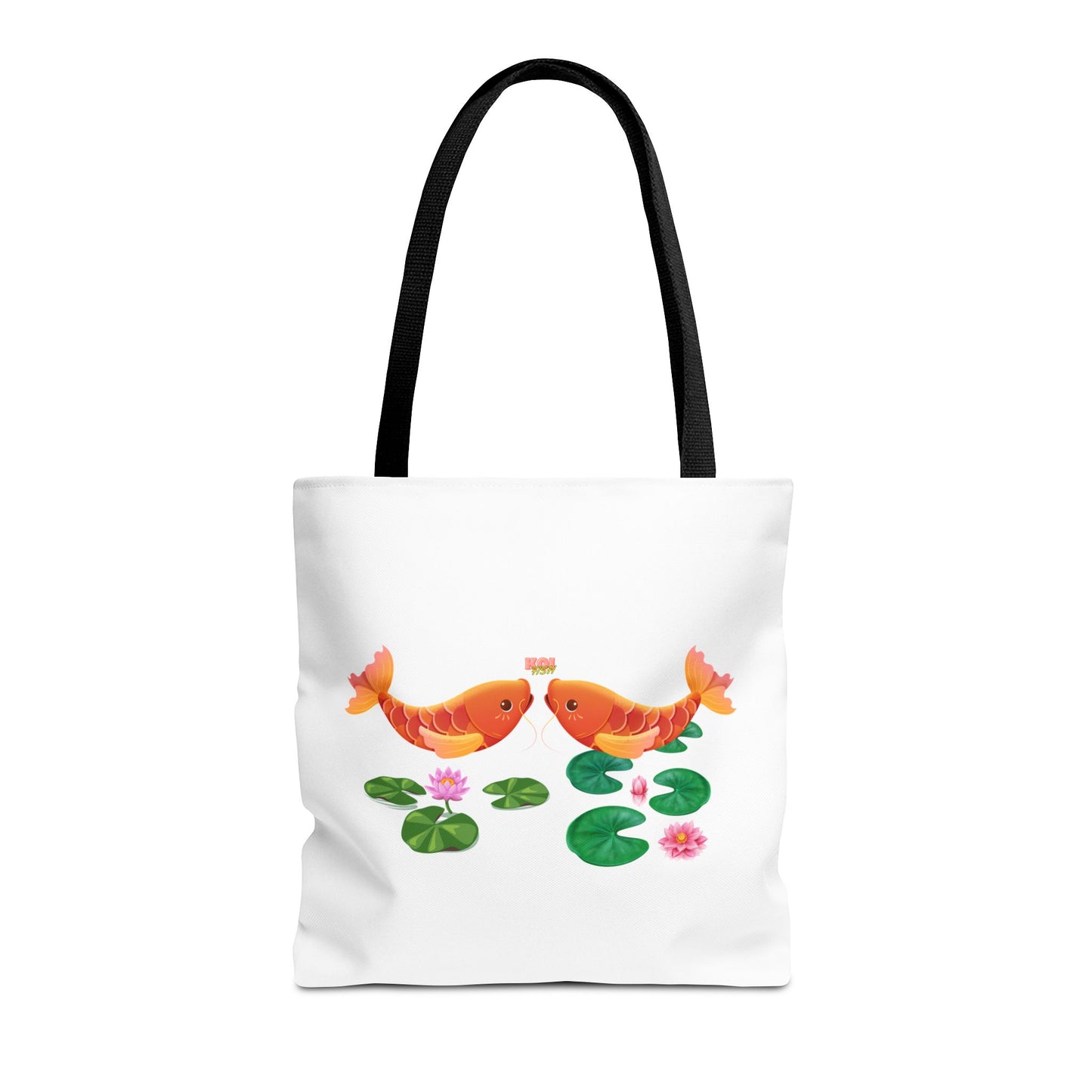 Golden koi fish with lotus flowers Tote Bag